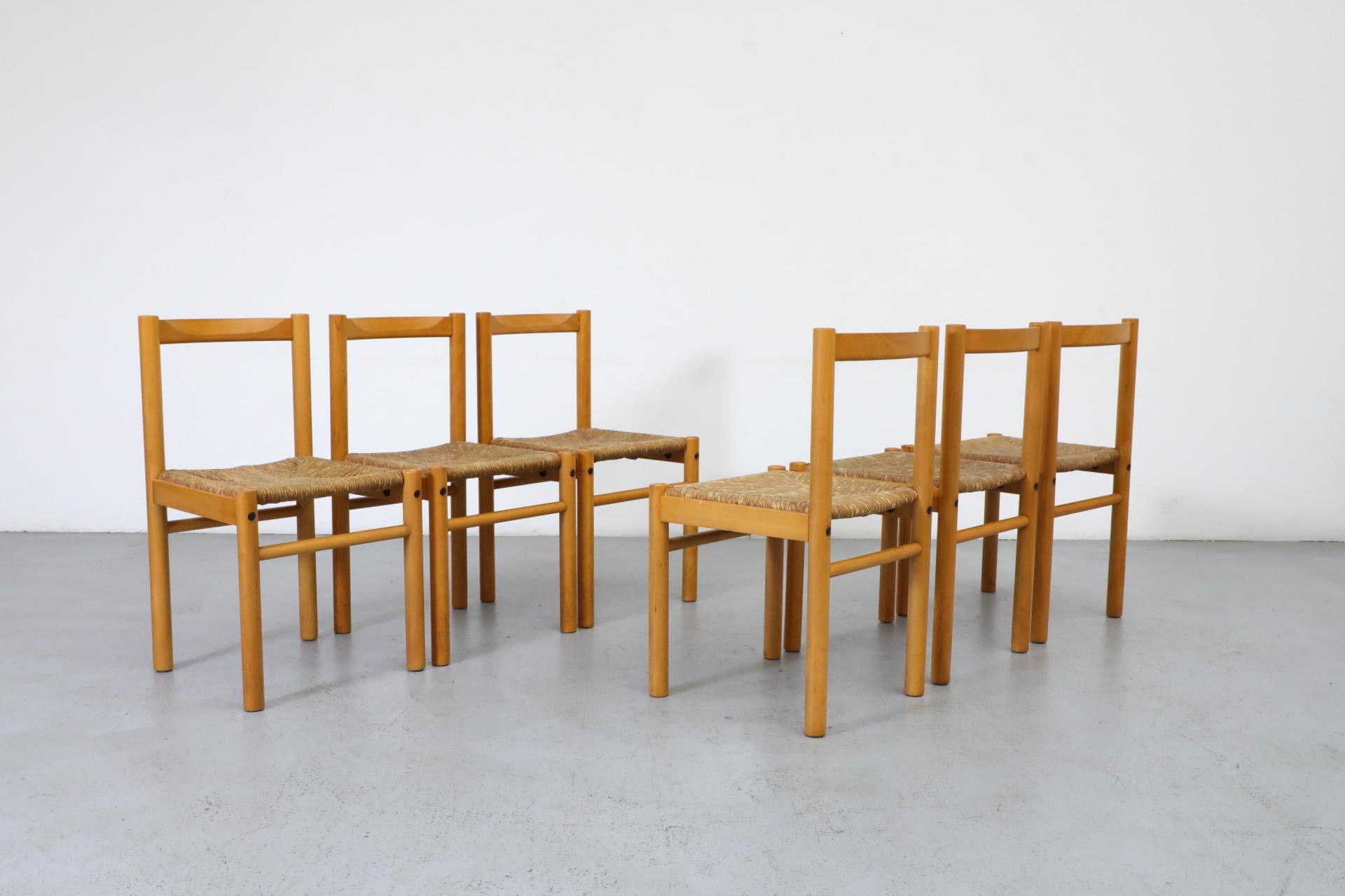Set di 6 sedie italiane in Oak e giunco di Ibisco in vendita 2