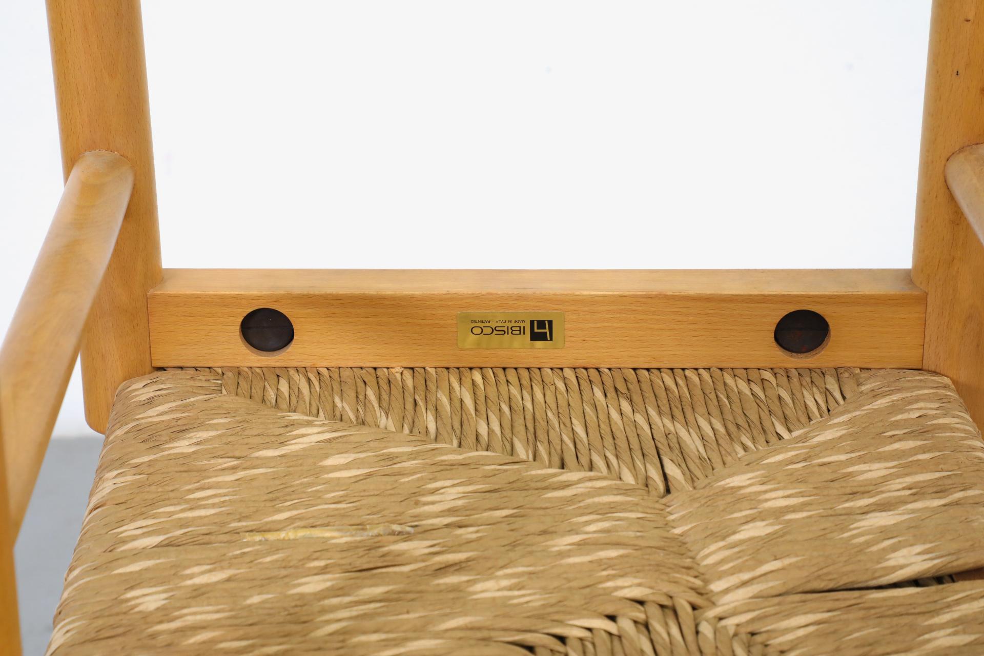 Set di 6 sedie italiane in Oak e giunco di Ibisco in vendita 12