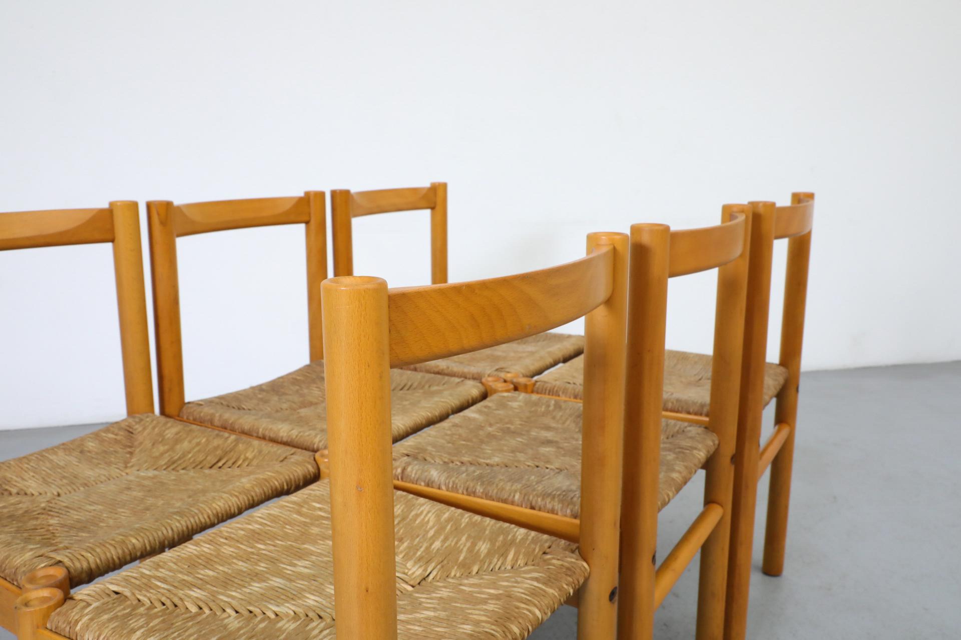 Set di 6 sedie italiane in Oak e giunco di Ibisco in vendita 1