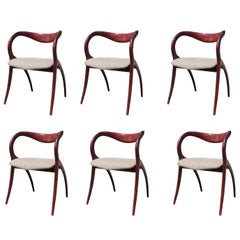 Set of 6 Italian Organic Sculptural Cherrywood Star Chairs by A. Sibau