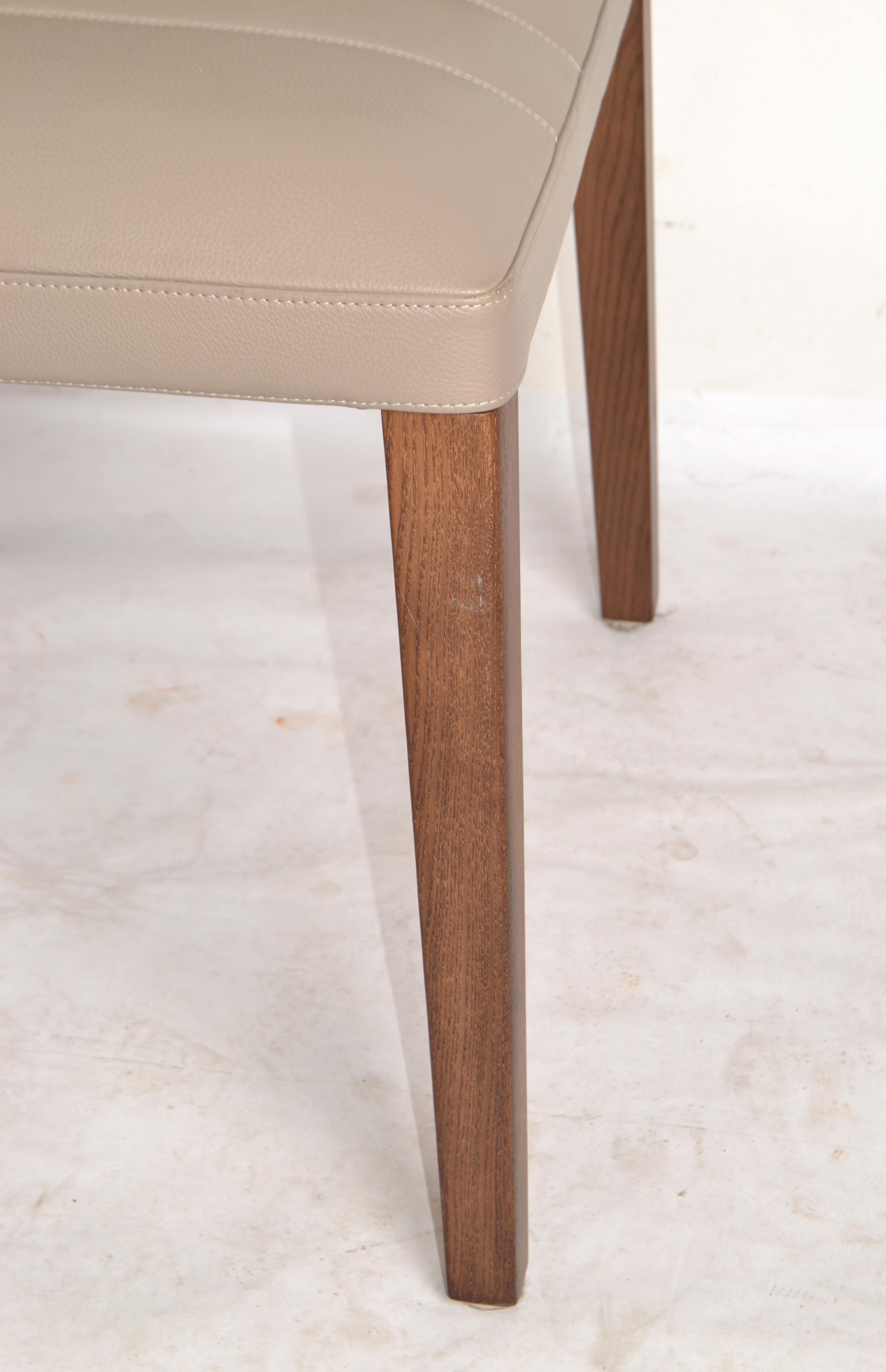 Set of 6  Italian Poltrona Frau Vittoria Gray Leather Wood Dining Chairs For Sale 4