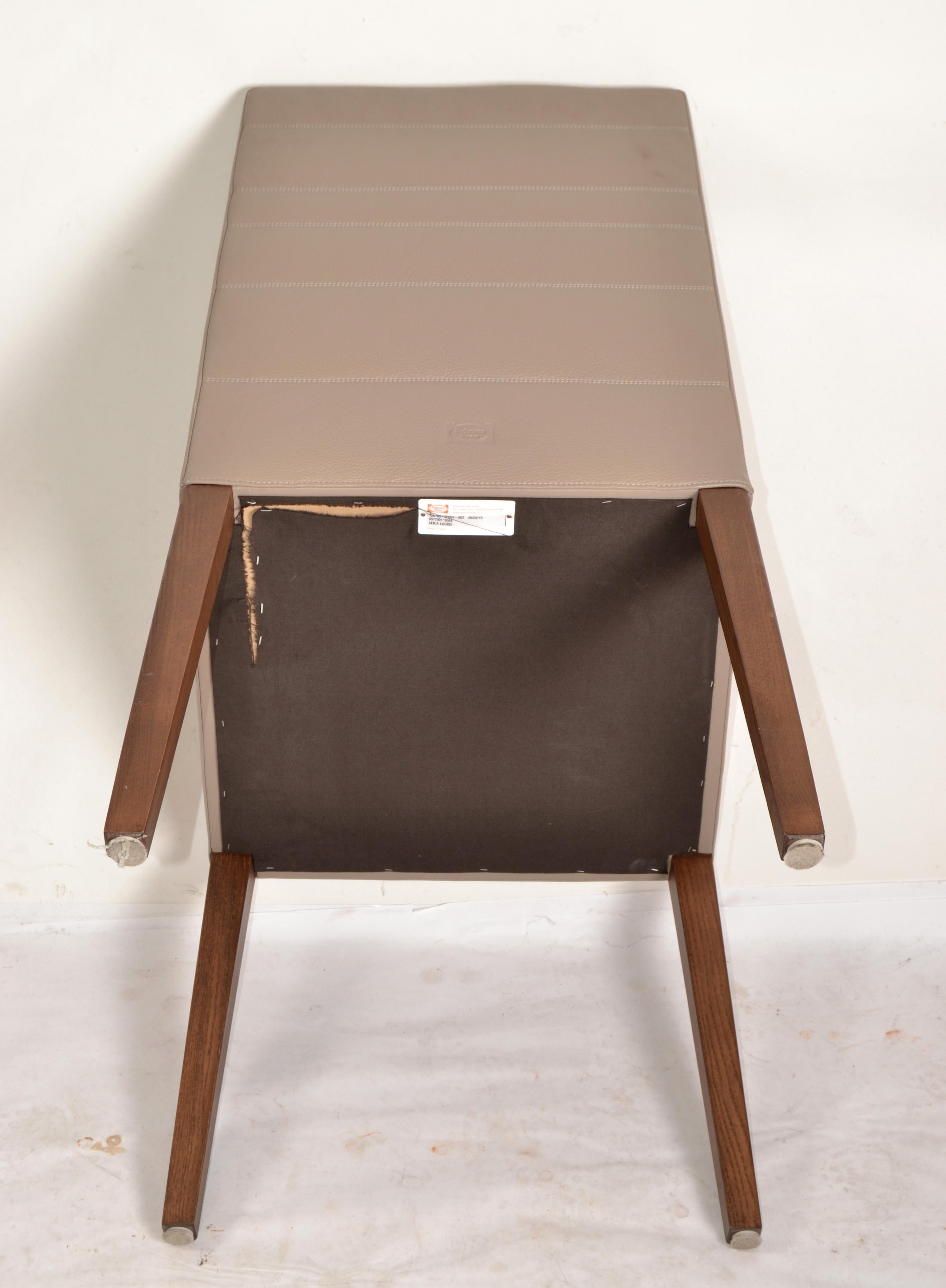 Set of 6  Italian Poltrona Frau Vittoria Gray Leather Wood Dining Chairs For Sale 5