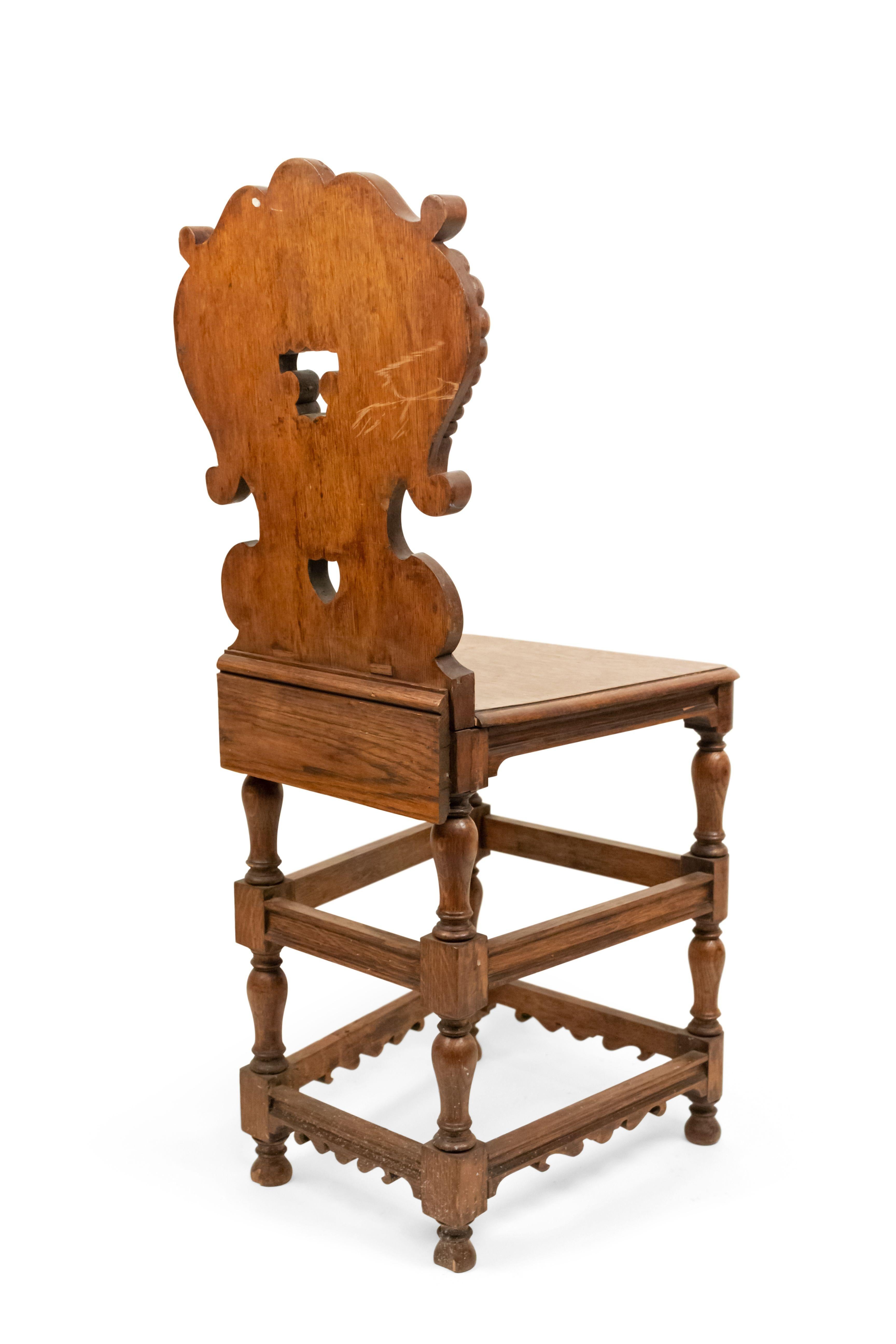 Set of 6 Italian Renaissance Oak Cupid Sgabelli Chairs  For Sale 4