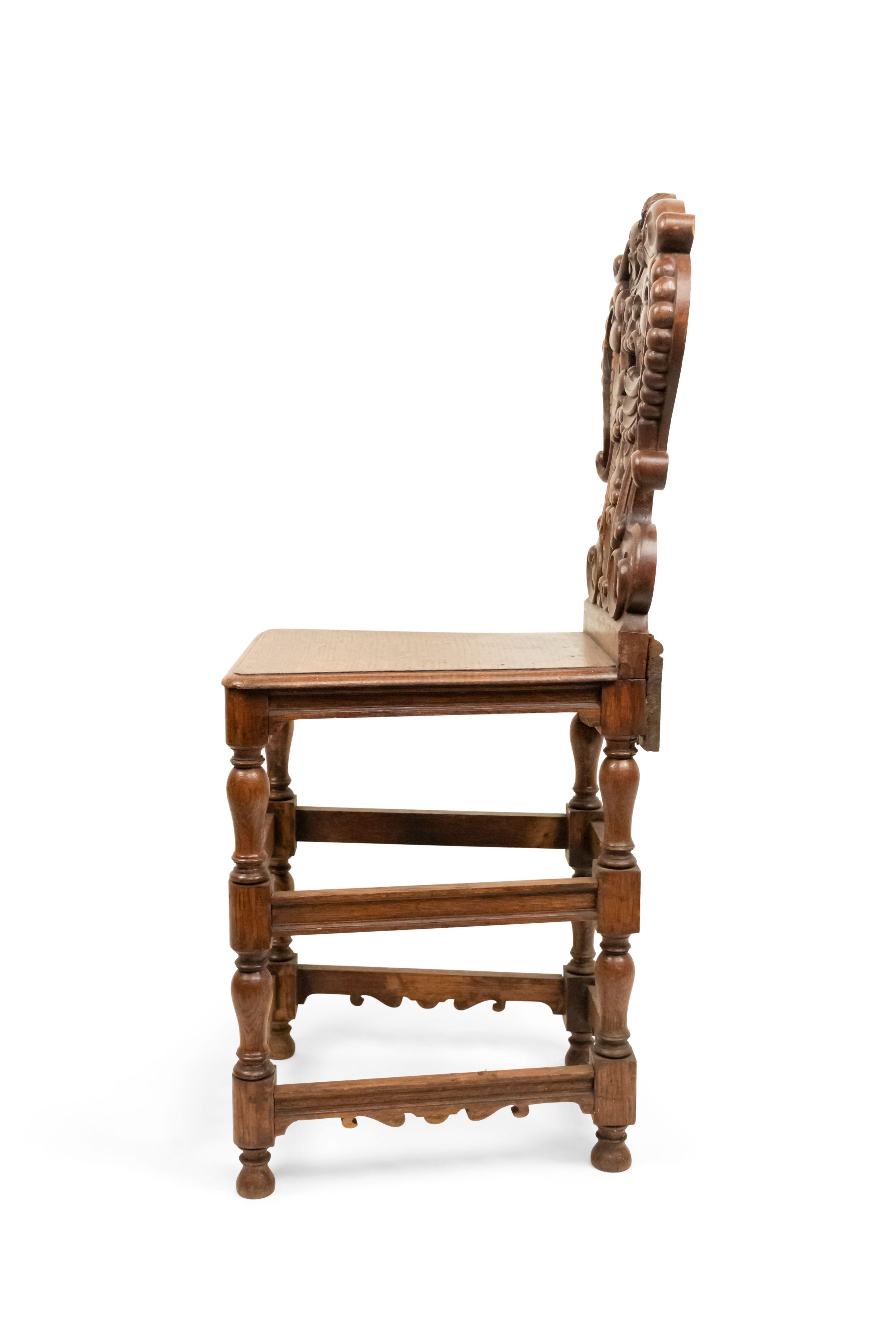 Set of 6 Italian Renaissance Oak Cupid Sgabelli Chairs  For Sale 7