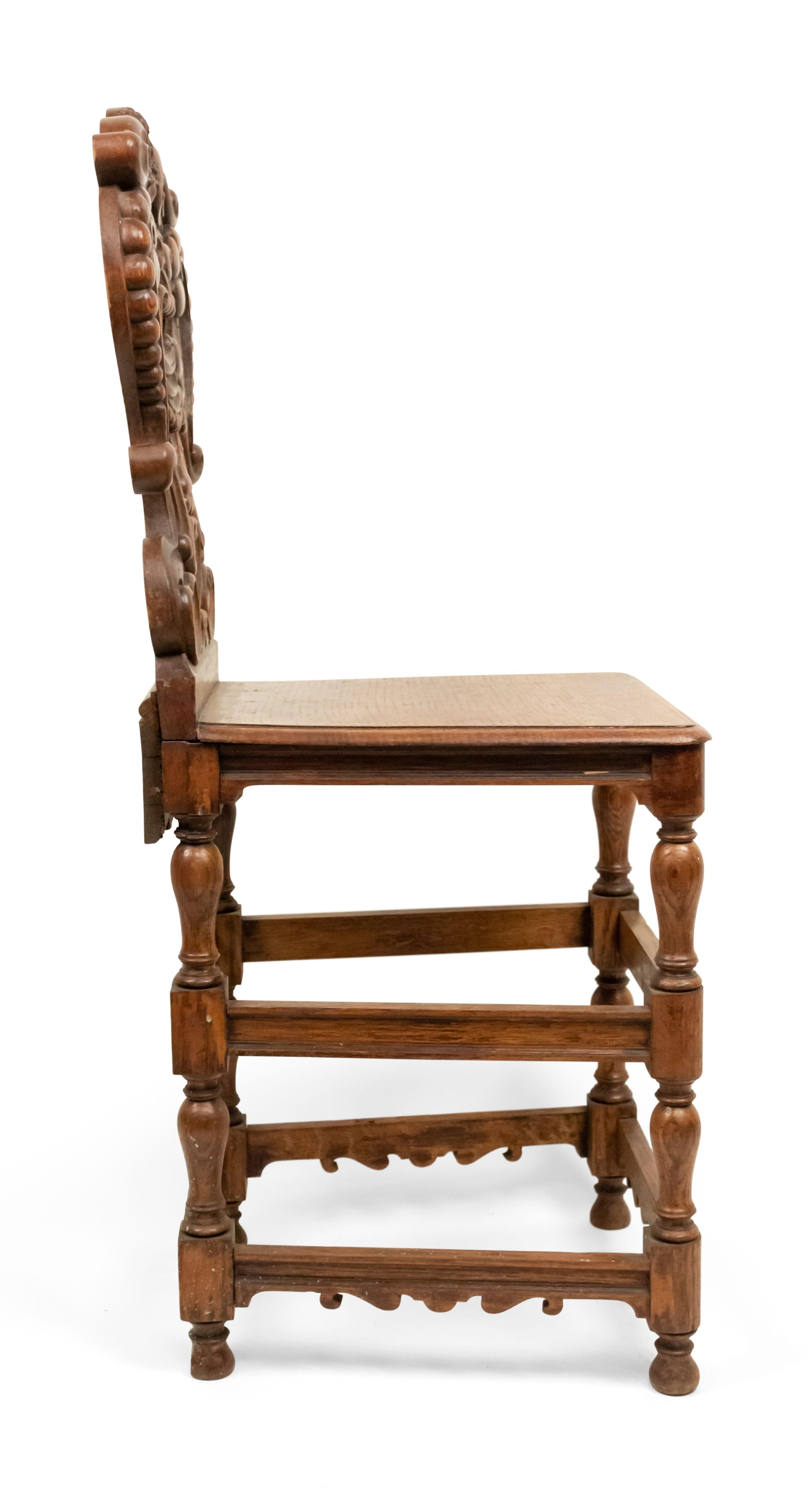 Set of 6 Italian Renaissance Oak Cupid Sgabelli Chairs  For Sale 2