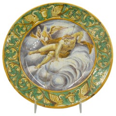 Set di 6 piatti in porcellana maiolicata in stile rinascimentale