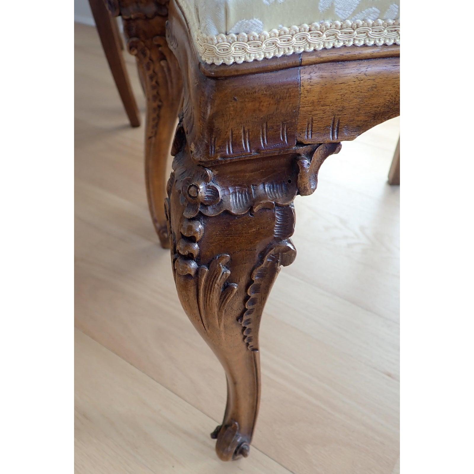 Set Of 6 Carved Italian Walnut Rococo Dining Room Chairs 2