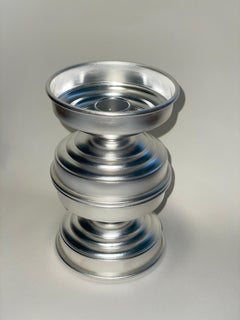 Set of 6 Italian Silver Plated Brass Candelabra, Sculptural Centerpieces