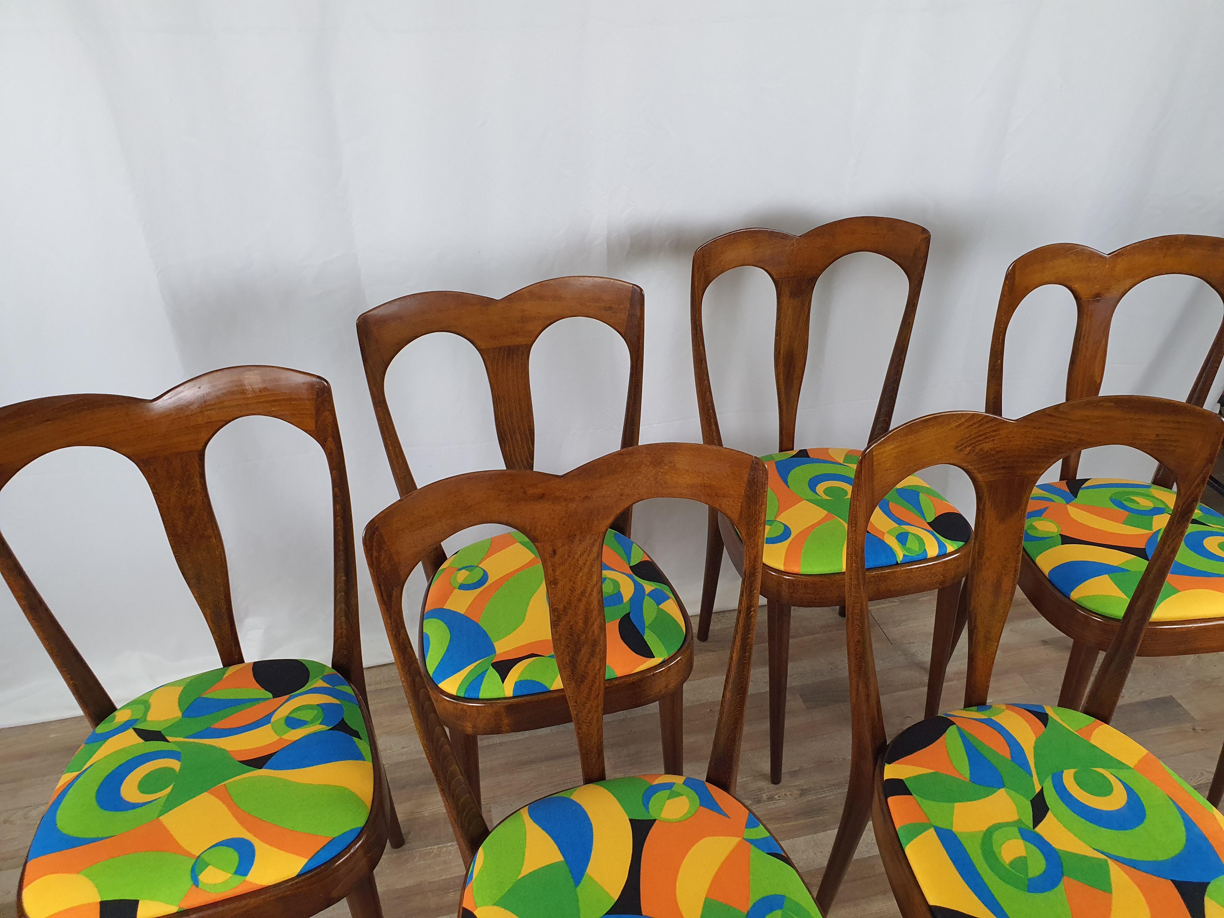 Set of 6 Italian Upholstered Chairs from the 1950s 4