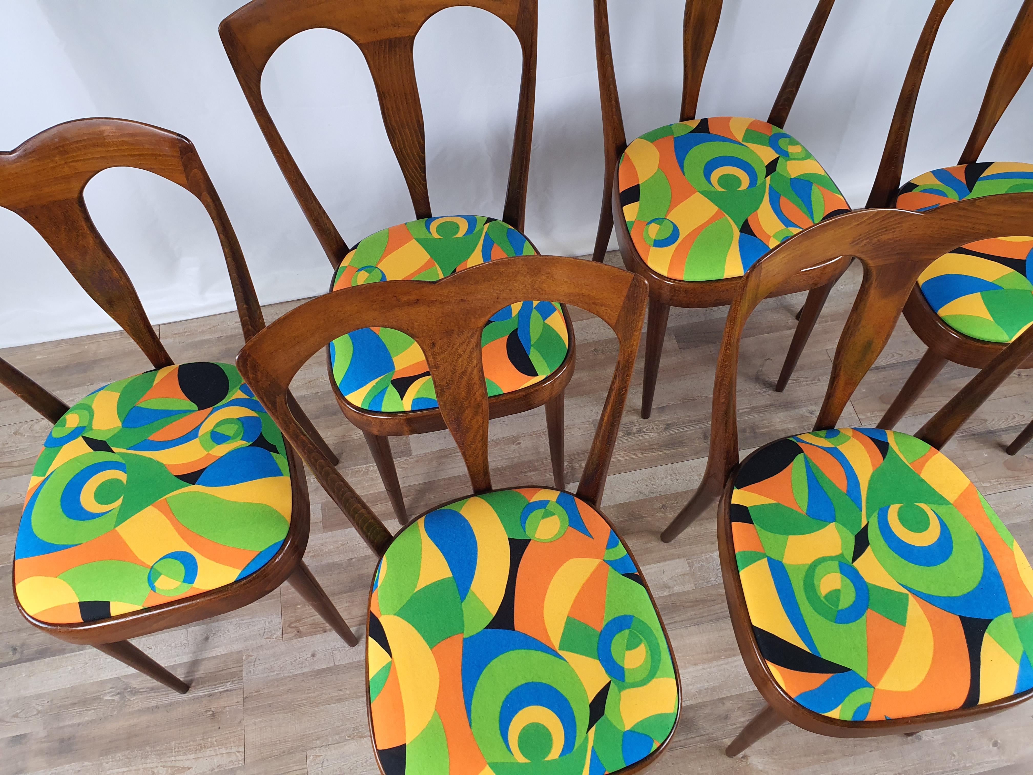 Set of 6 Italian Upholstered Chairs from the 1950s 7