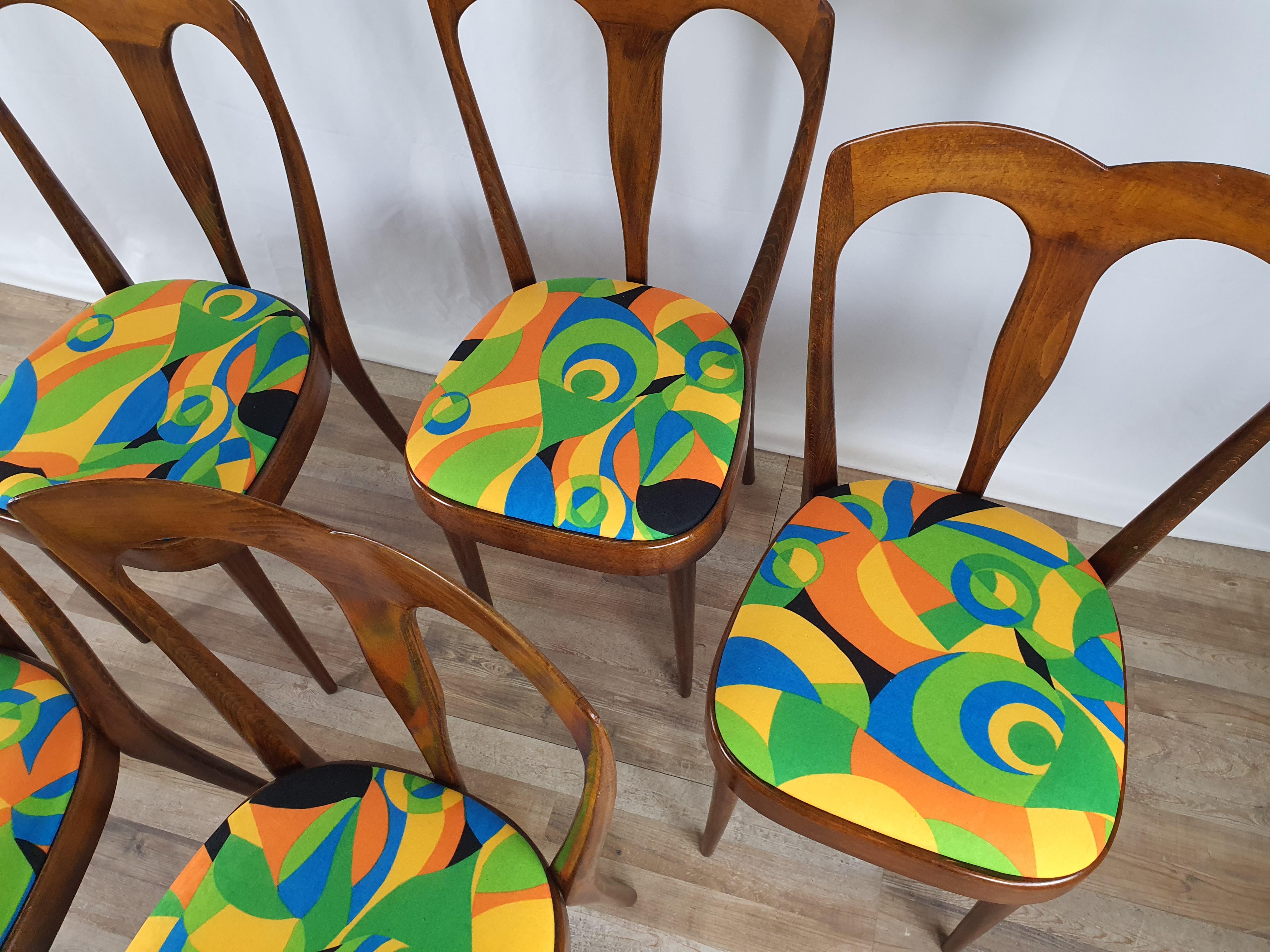 Set of 6 Italian Upholstered Chairs from the 1950s 8