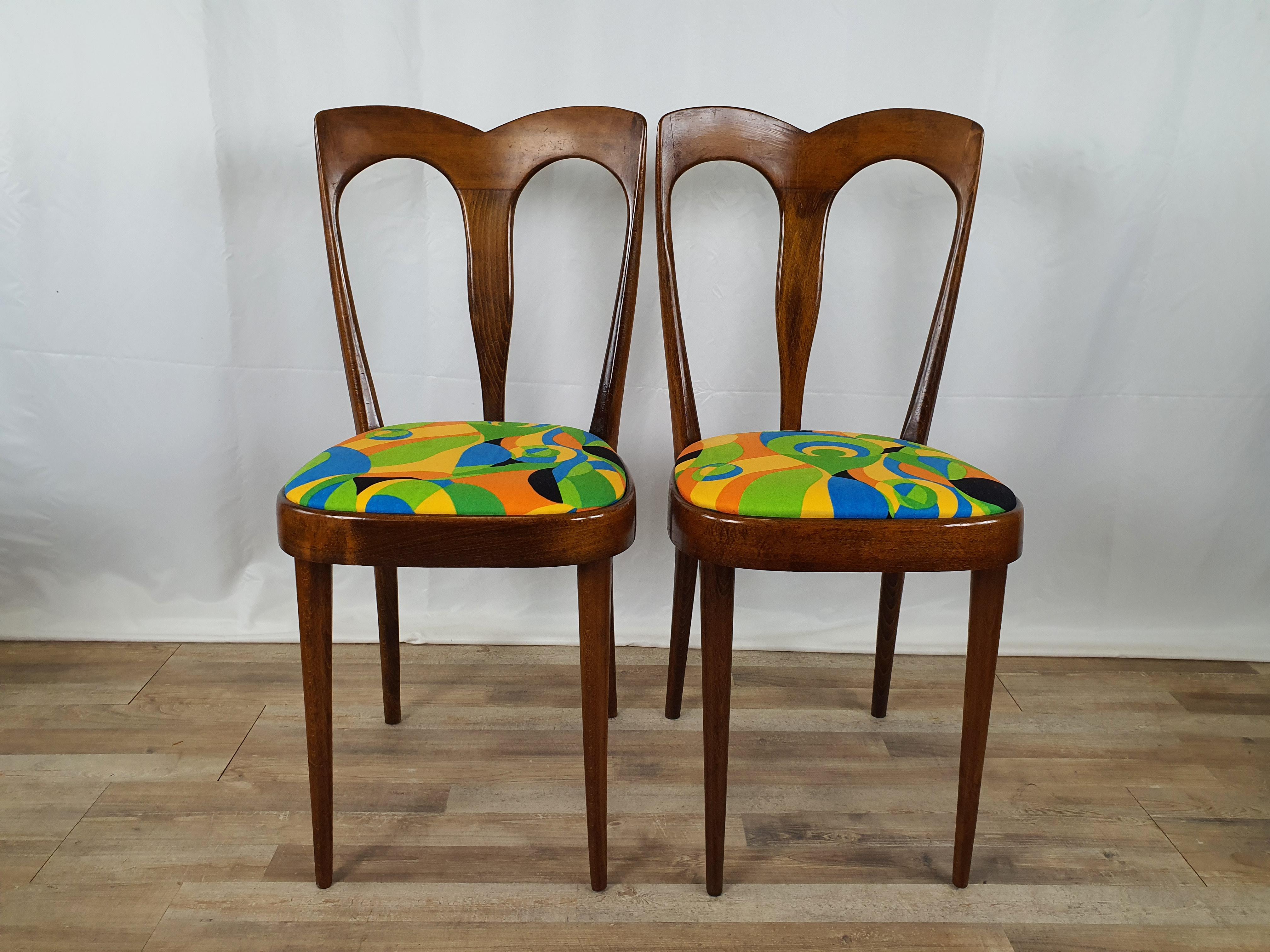 Mid-Century Modern Set of 6 Italian Upholstered Chairs from the 1950s