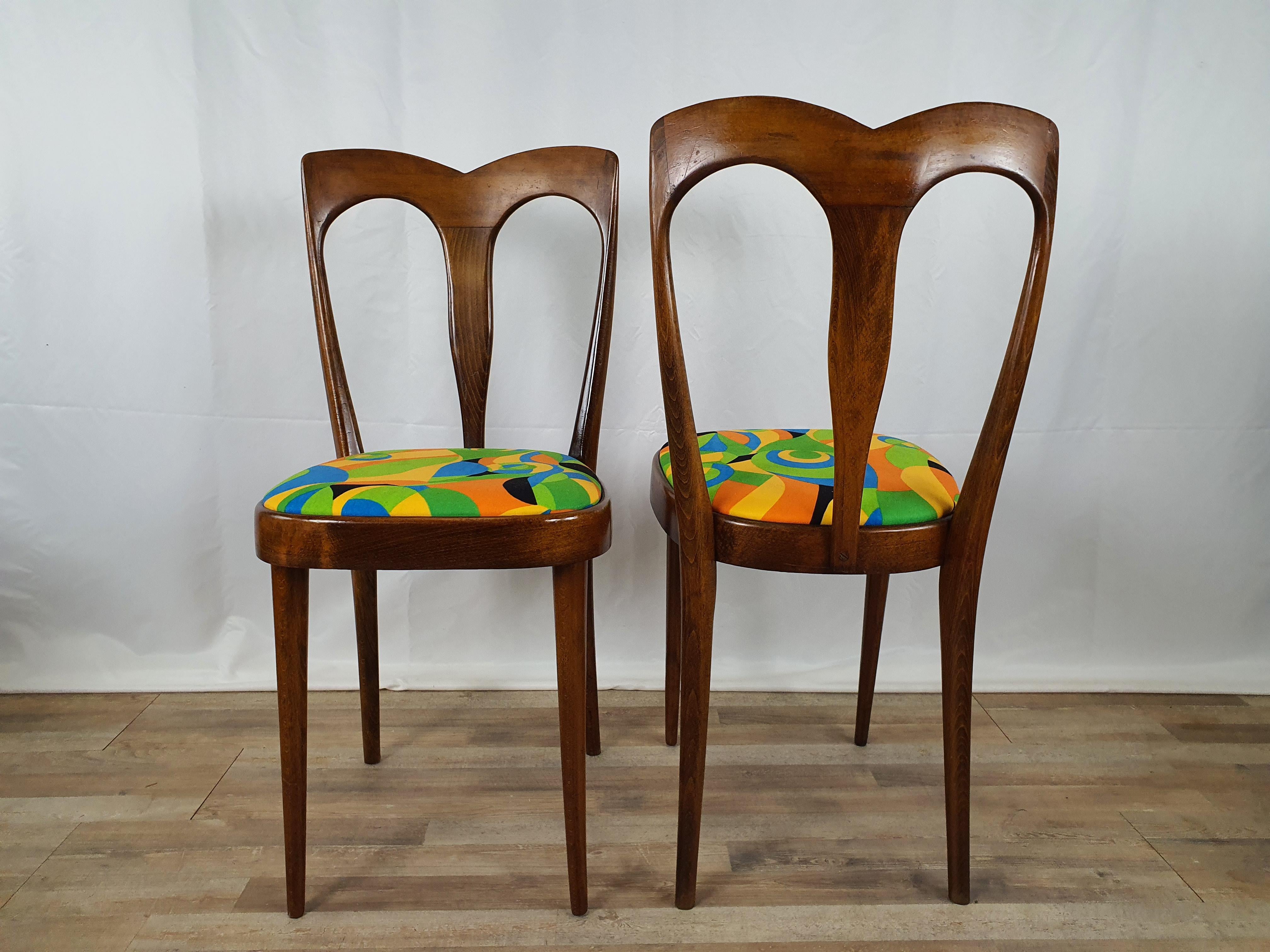 20th Century Set of 6 Italian Upholstered Chairs from the 1950s