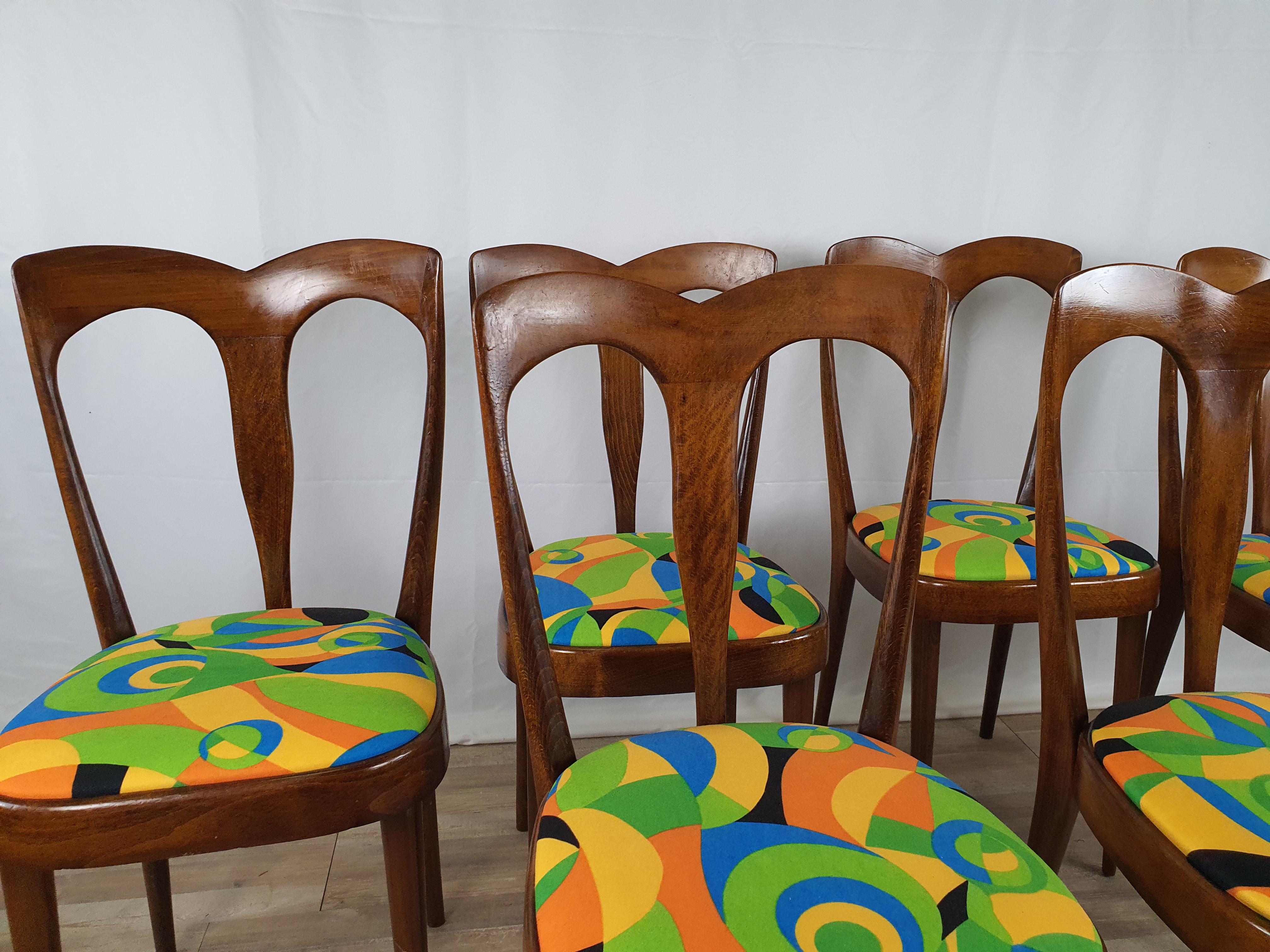 Set of 6 Italian Upholstered Chairs from the 1950s 3