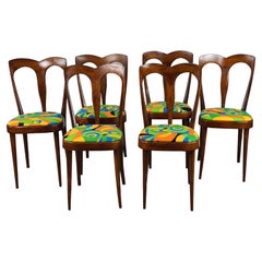 Set of 6 Italian Upholstered Chairs from the 1950s
