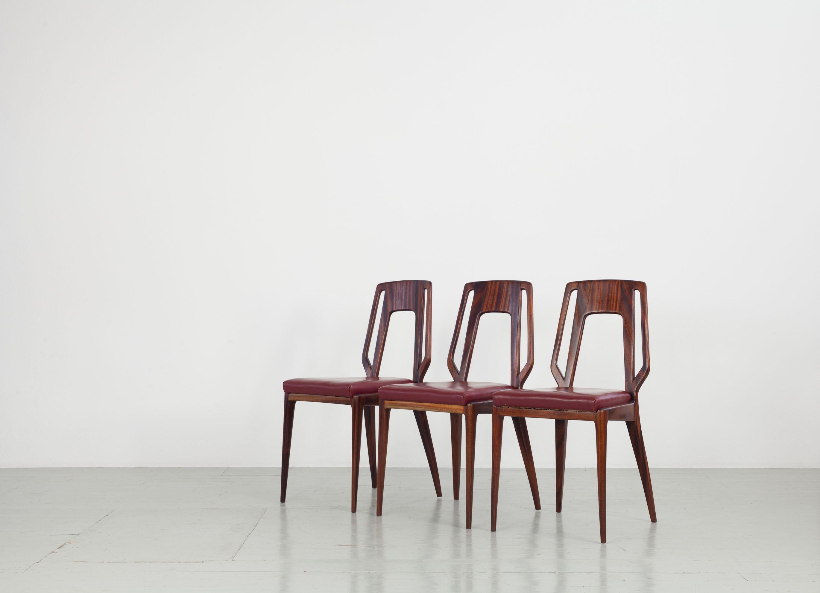 Ensemble de 6 chaises de salle à manger italiennes Vittorio Dassi, années 1950 en vente 5