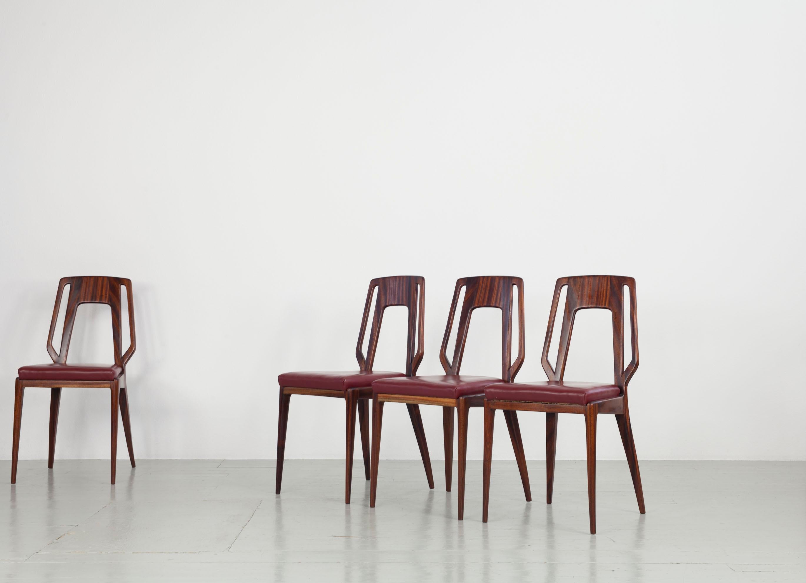 Ensemble de 6 chaises de salle à manger italiennes Vittorio Dassi, années 1950 en vente 6