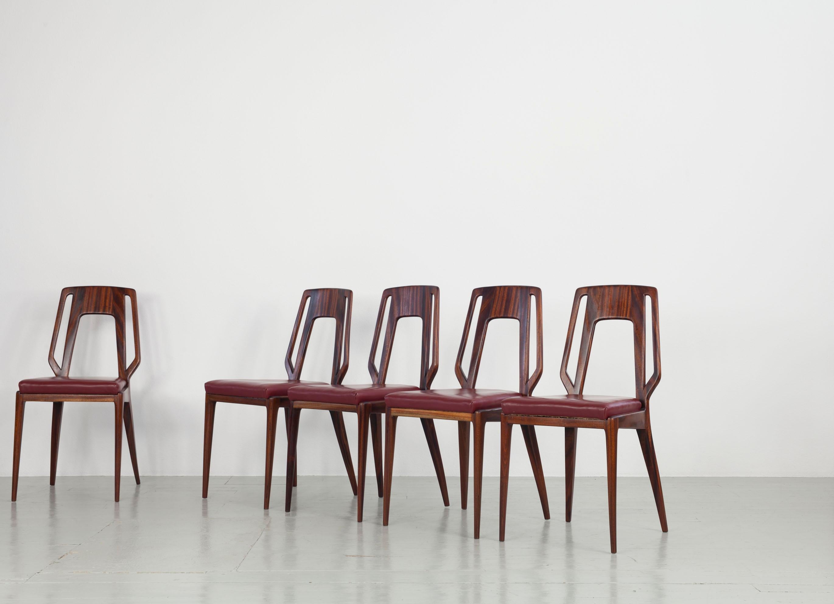 Set of 6 Italian Vittorio Dassi Dining Room Chairs, 1950s For Sale 7