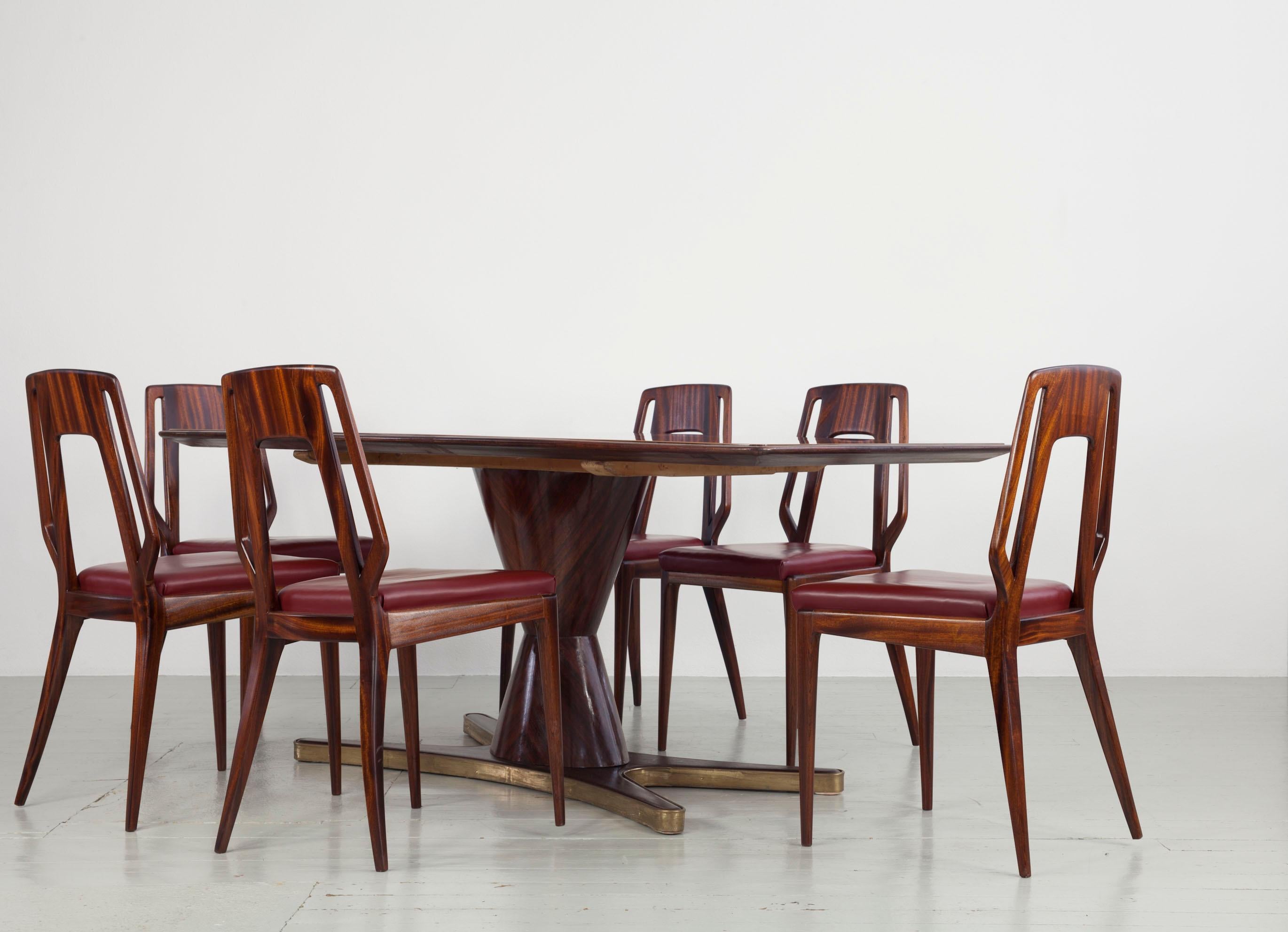 Set of 6 Italian Vittorio Dassi Dining Room Chairs, 1950s For Sale 9