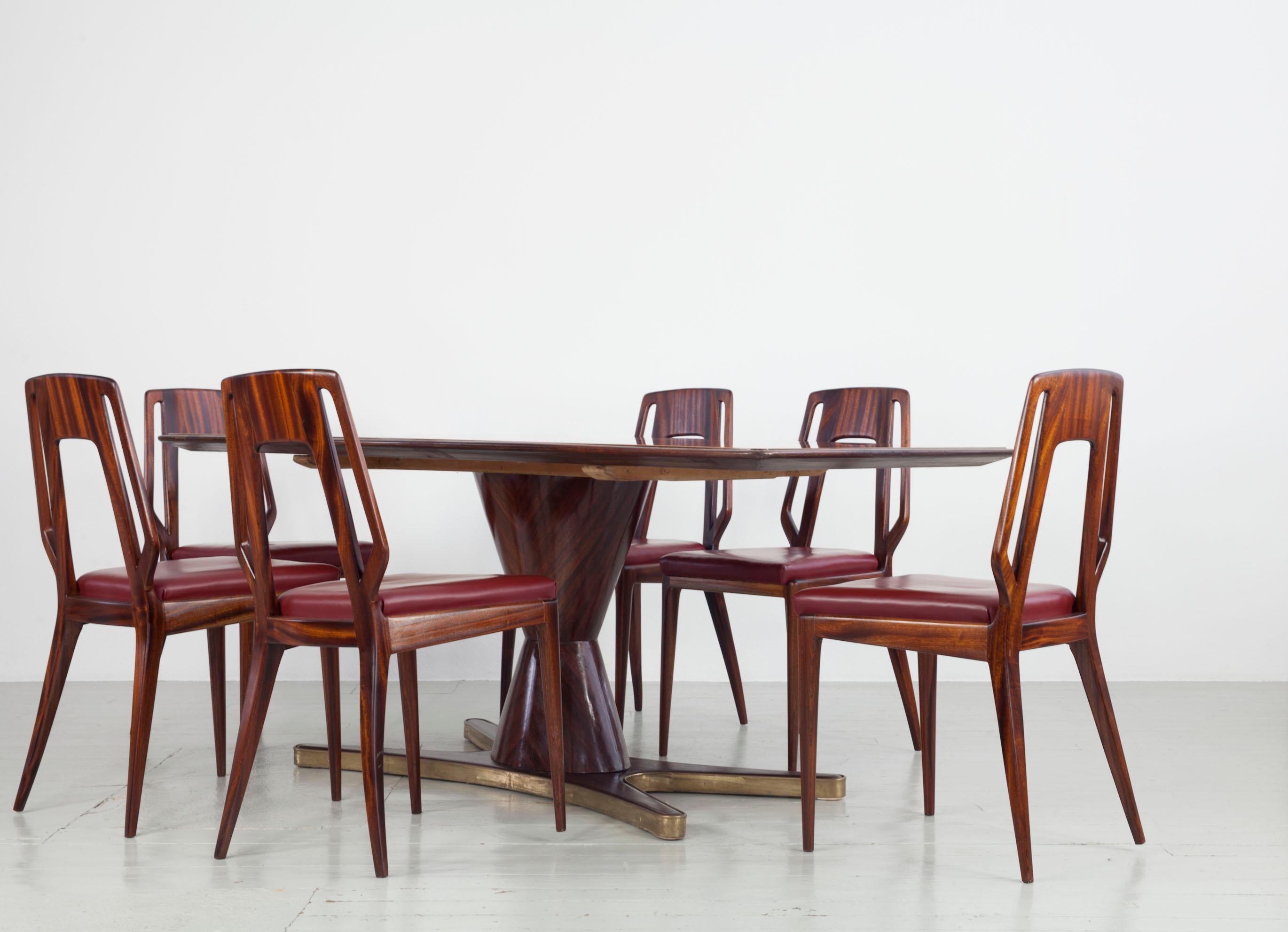 Ensemble de 6 chaises de salle à manger italiennes Vittorio Dassi, années 1950 en vente 11