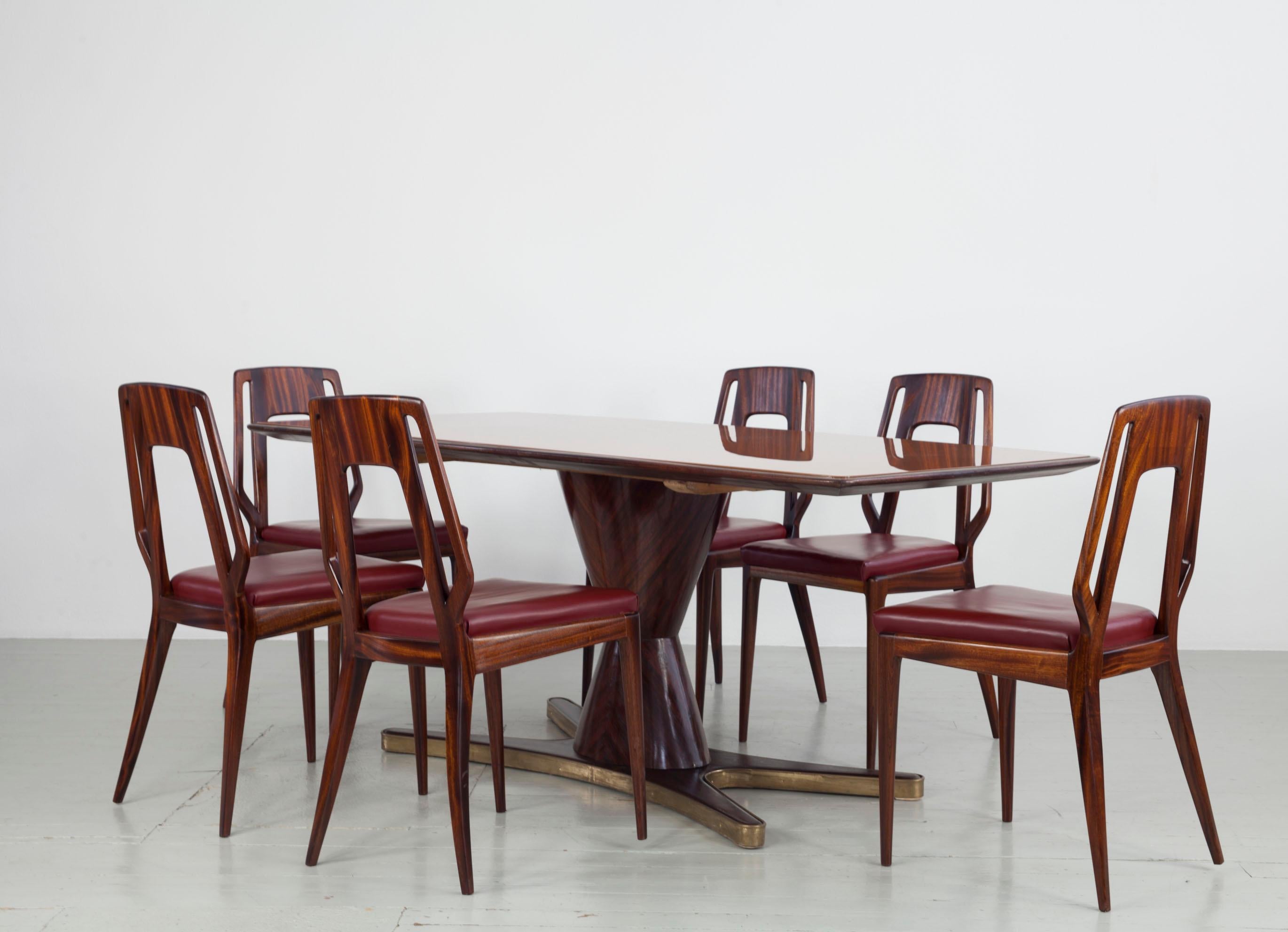 Ensemble de 6 chaises de salle à manger italiennes Vittorio Dassi, années 1950 en vente 12