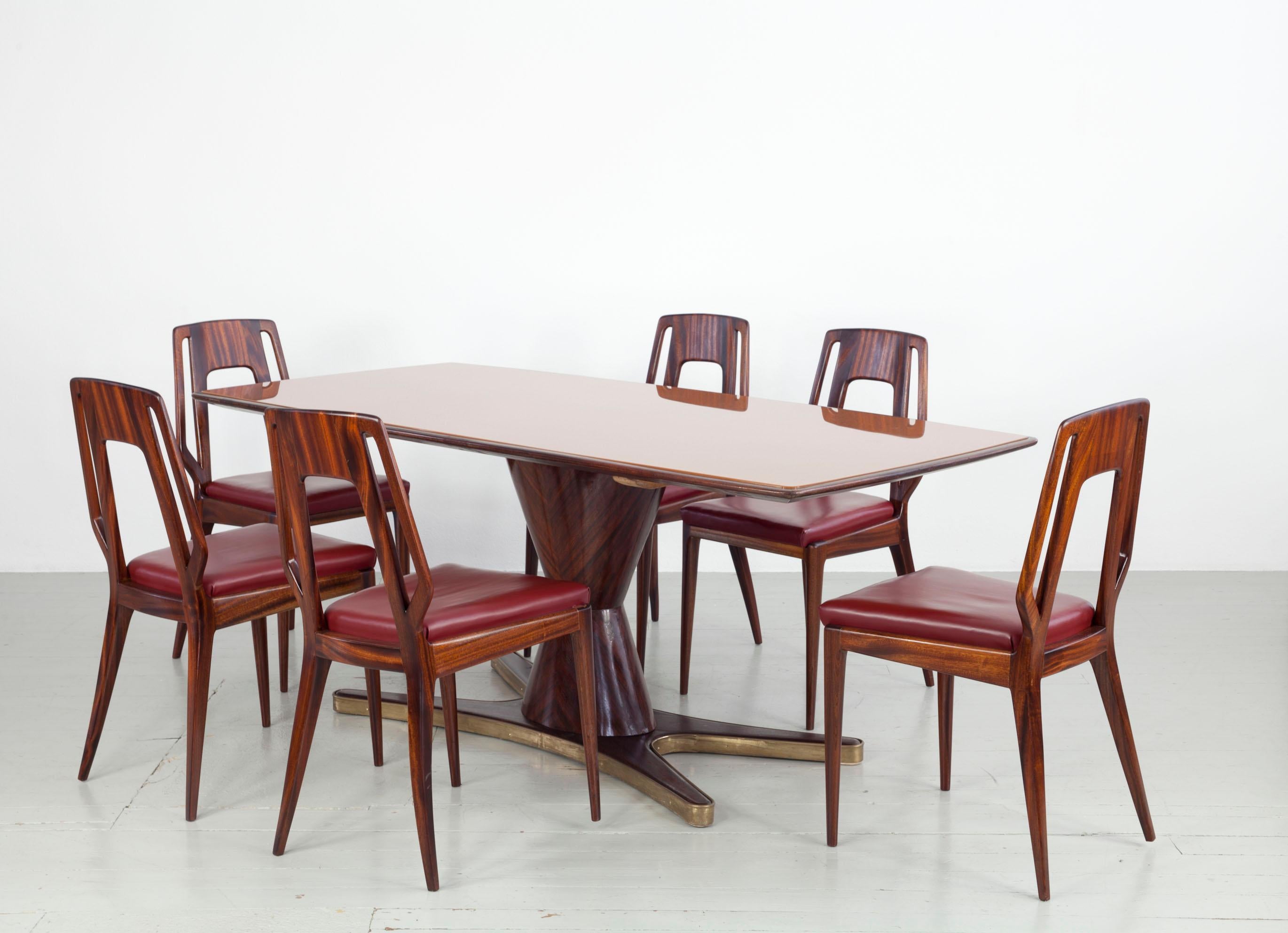 Set of 6 Italian Vittorio Dassi Dining Room Chairs, 1950s For Sale 13