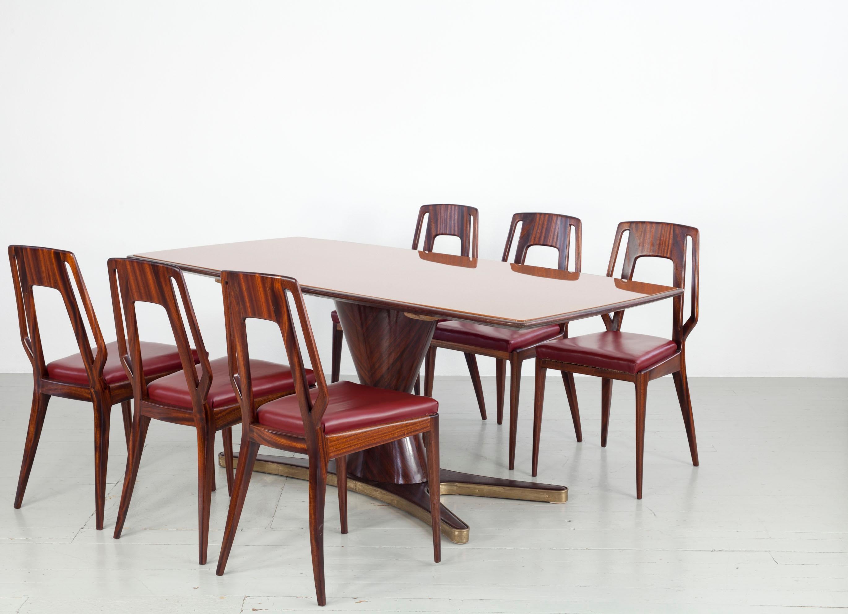 Set of 6 Italian Vittorio Dassi Dining Room Chairs, 1950s For Sale 14