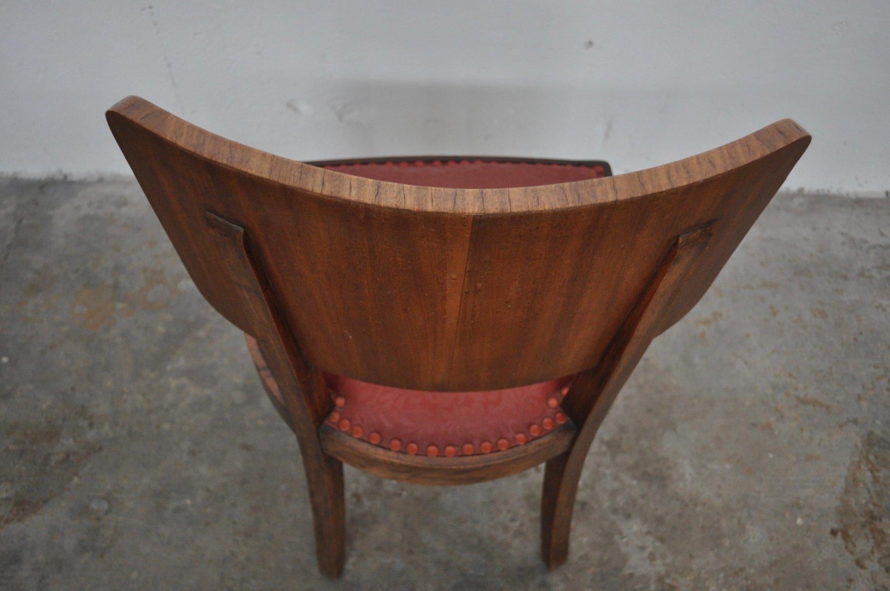 Ensemble de 6 chaises de salle à manger italiennes en noyer, années 1930 Bon état - En vente à Manzano, IT