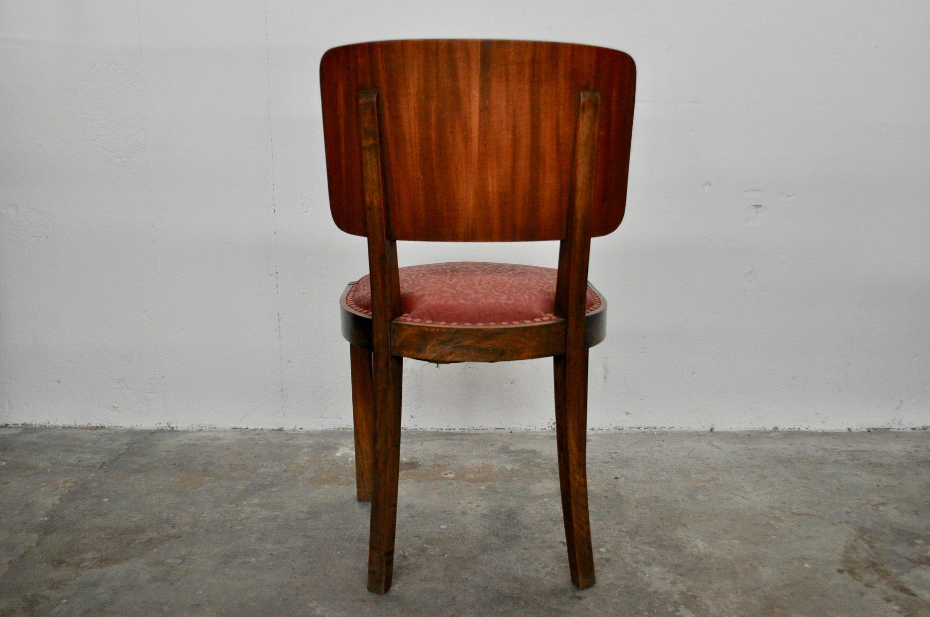 Mid-20th Century Ensemble de 6 chaises de salle à manger italiennes en noyer, années 1930 en vente