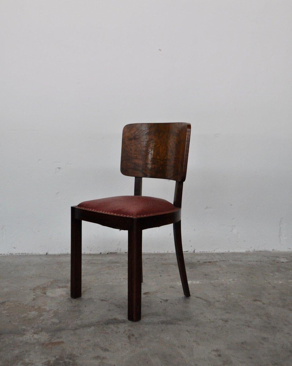 Ensemble de 6 chaises de salle à manger italiennes en noyer, années 1930 en vente 3