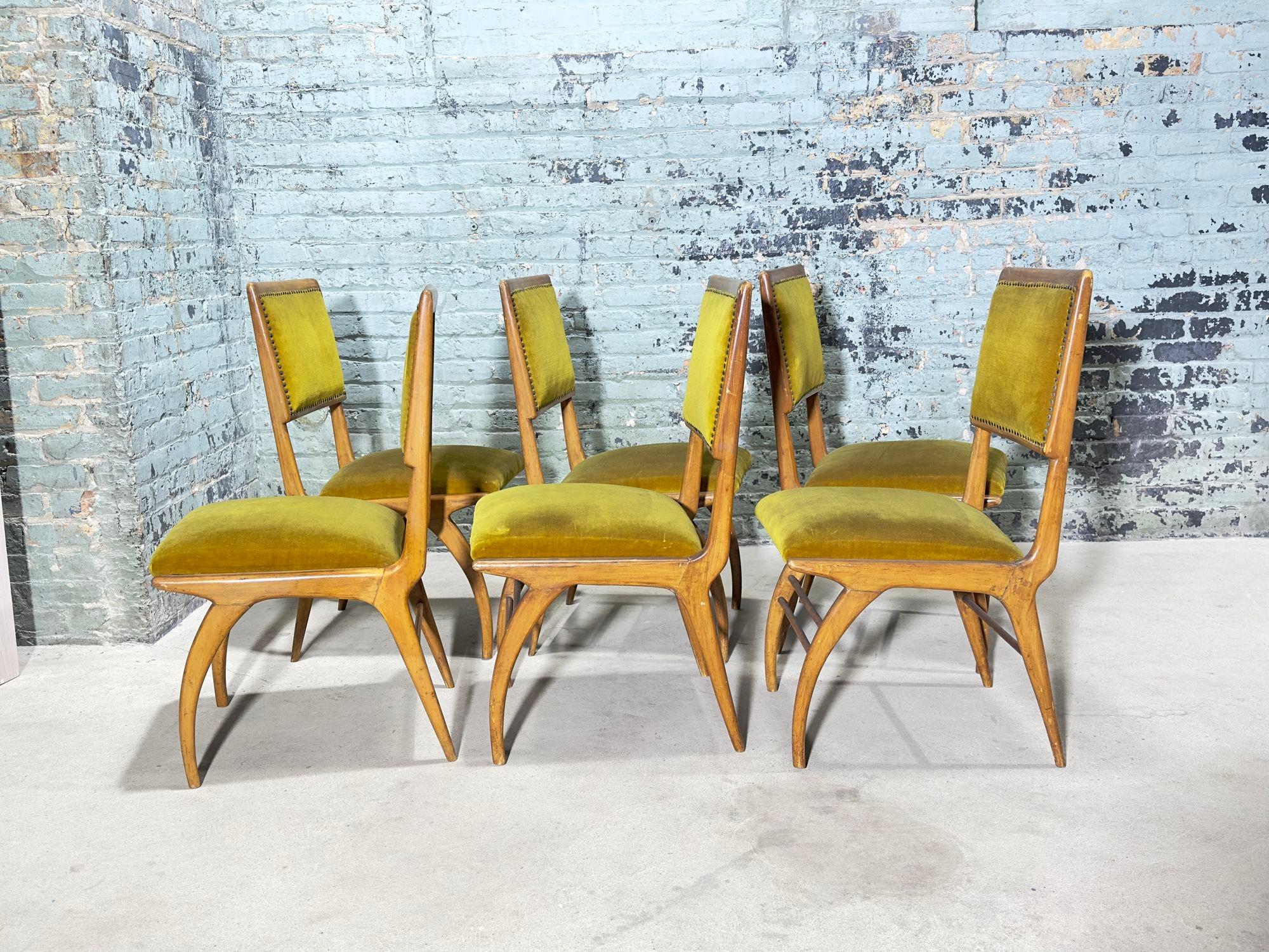 Mid-Century Modern Set of 6 Jacaranda Dining Chairs, Moveis Brazil 1960 For Sale
