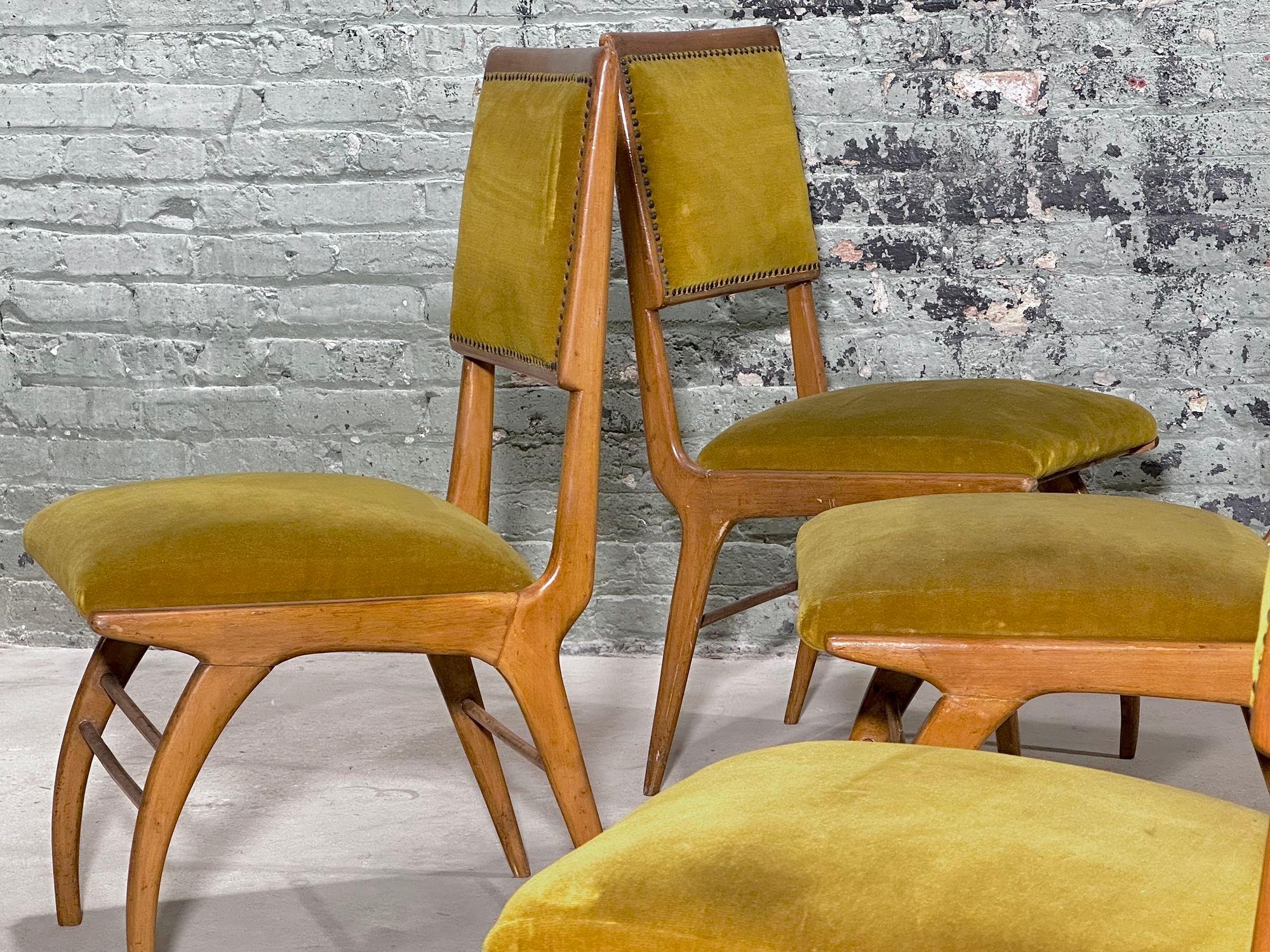 Velvet Set of 6 Jacaranda Dining Chairs, Moveis Brazil 1960 For Sale
