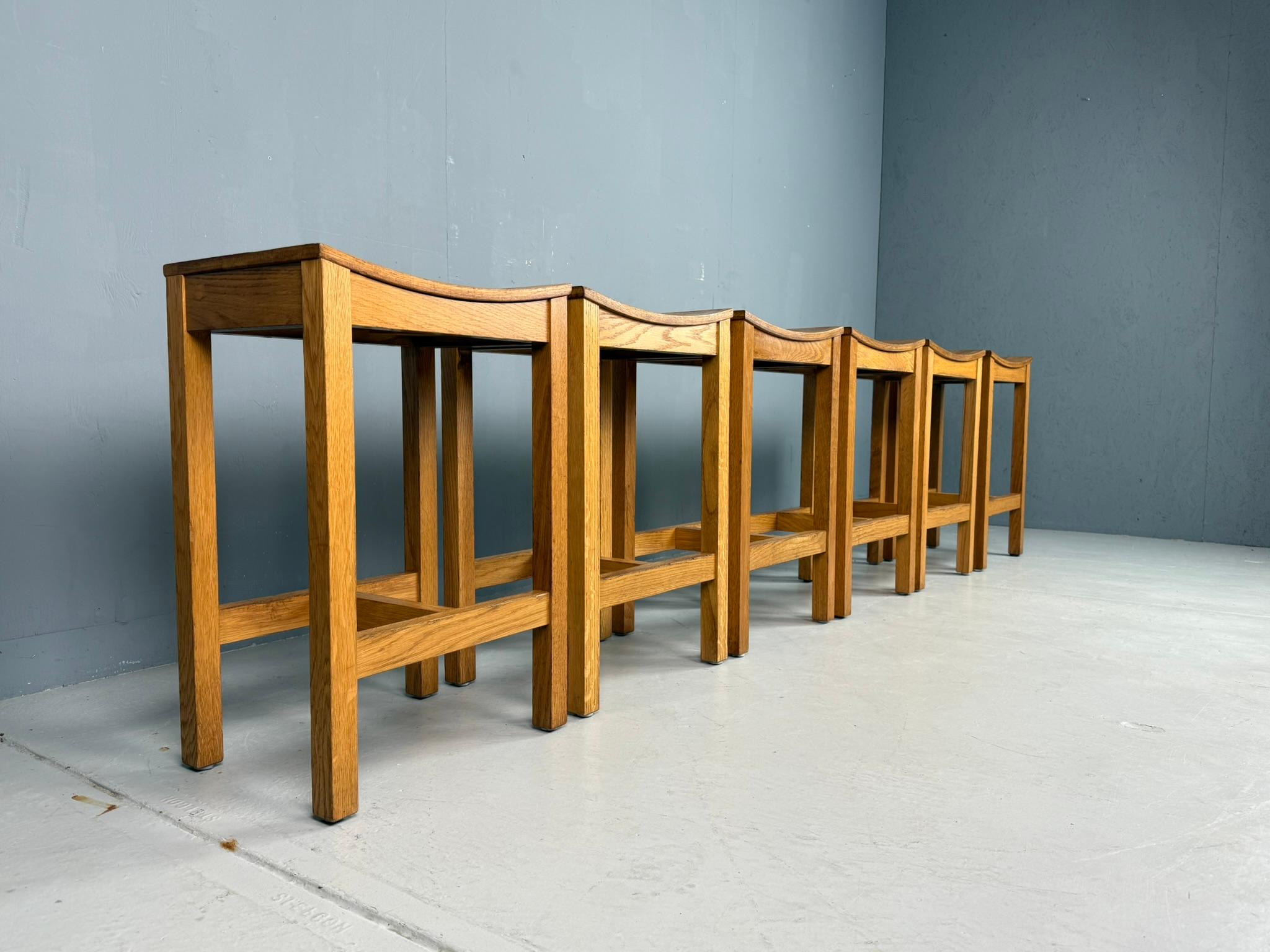 Minimaliste Ensemble de 6 tabourets en Oak Oak par Jonas Lindvall pour David Design 1990 en vente