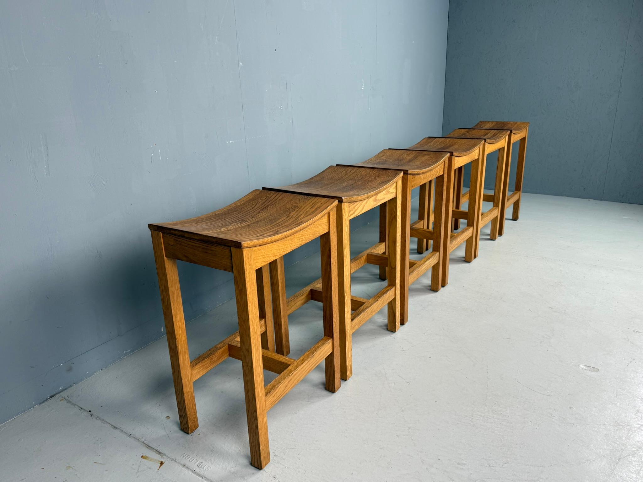 Suédois Ensemble de 6 tabourets en Oak Oak par Jonas Lindvall pour David Design 1990 en vente