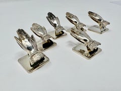 Set of 6 Japanese Sterling Silver Place Card Holders, 20th Century
