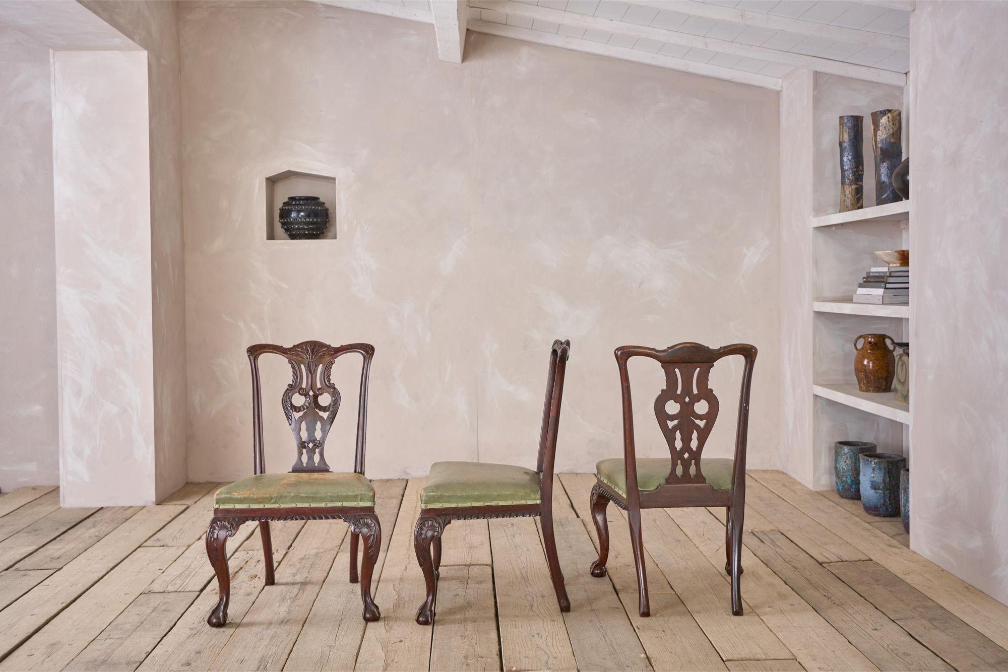 Ensemble de 6 chaises de salle à manger Jas Shoolbred en cuir vert menthe Bon état - En vente à Malton, GB