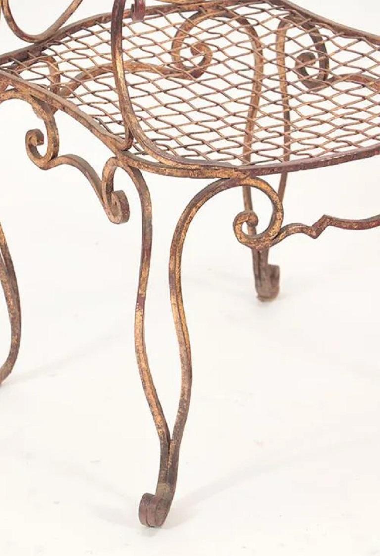 Gilt Set of 6 Jean-Charles Moreux French Iron Chairs For Sale