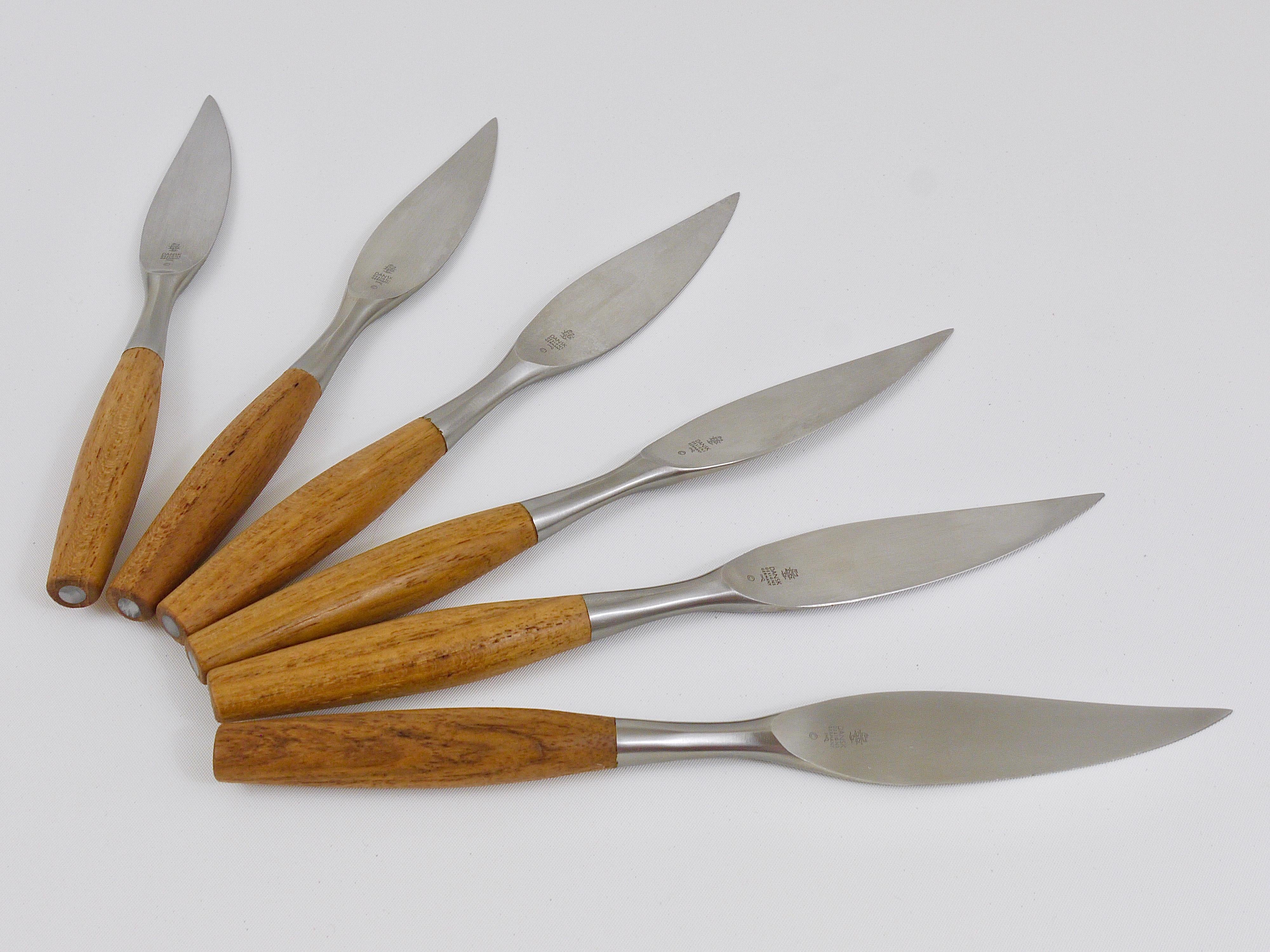 Set of 6 Jens Quistgaard Fjord Steak Knives Flatware by Dansk, Denmark, 1950s In Good Condition In Vienna, AT