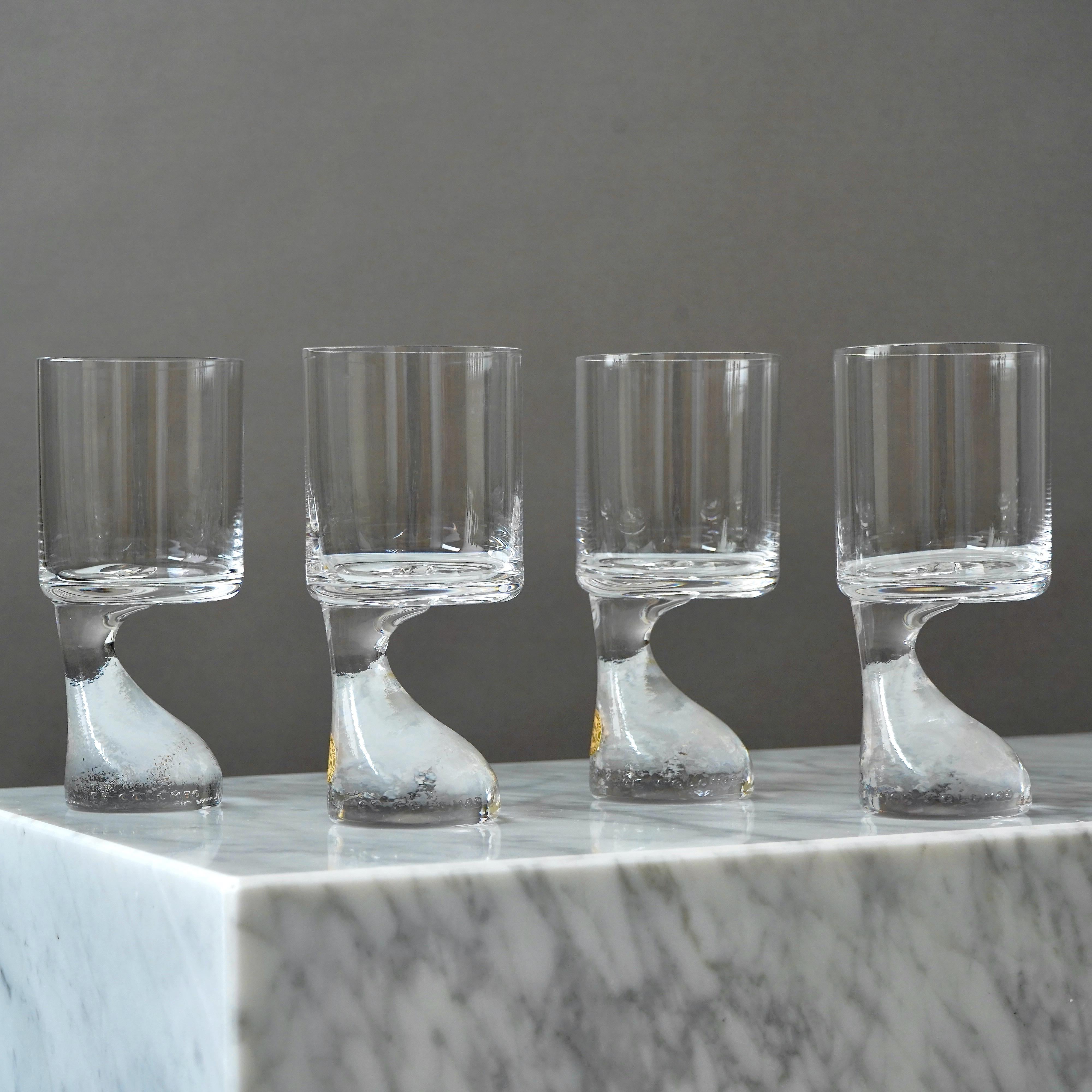 Set of 4 Joe Colombo glasses 'Smoke' 'Assimetrico' Riedel Austria 1960s original 1