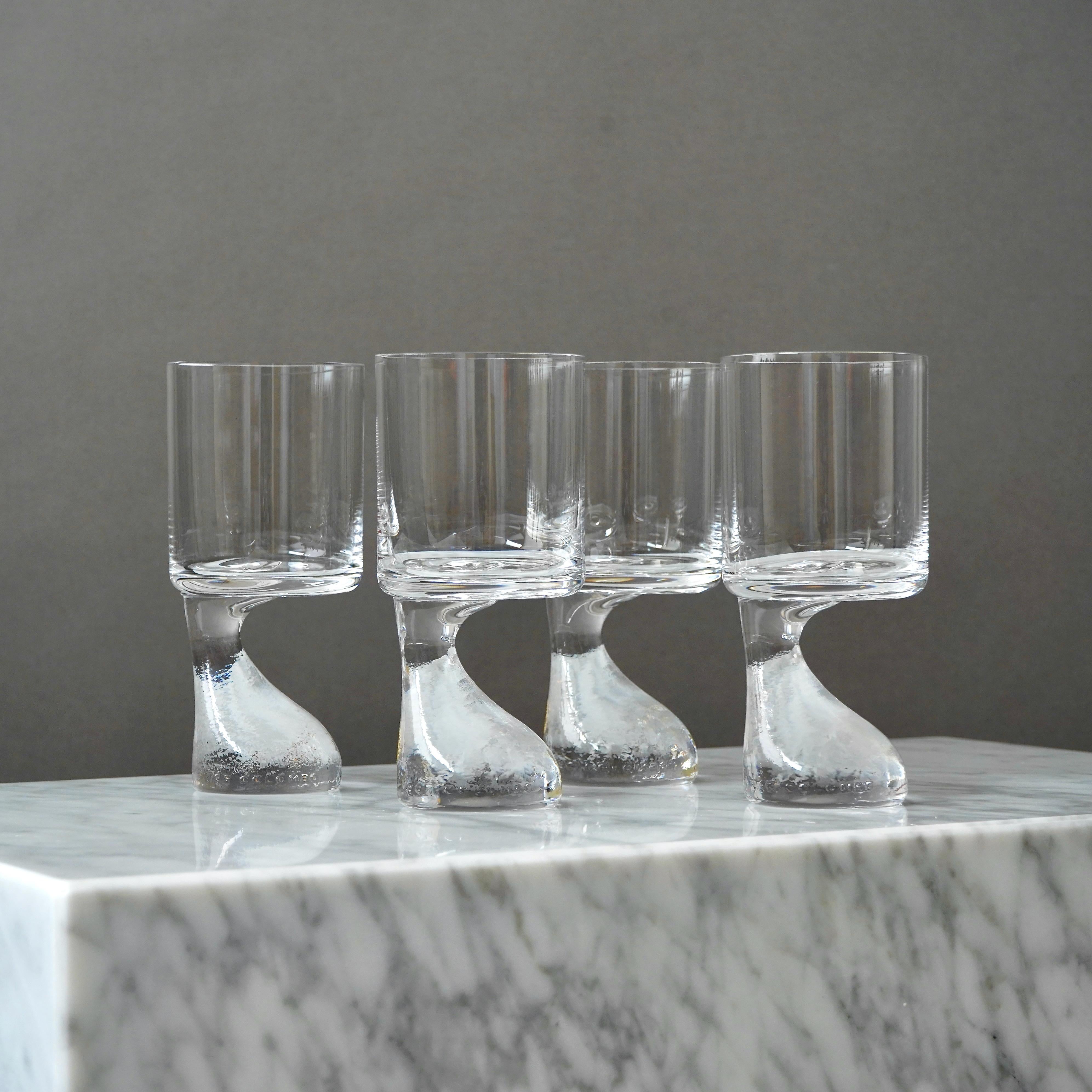 20th Century Set of 4 Joe Colombo glasses 'Smoke' 'Assimetrico' Riedel Austria 1960s original