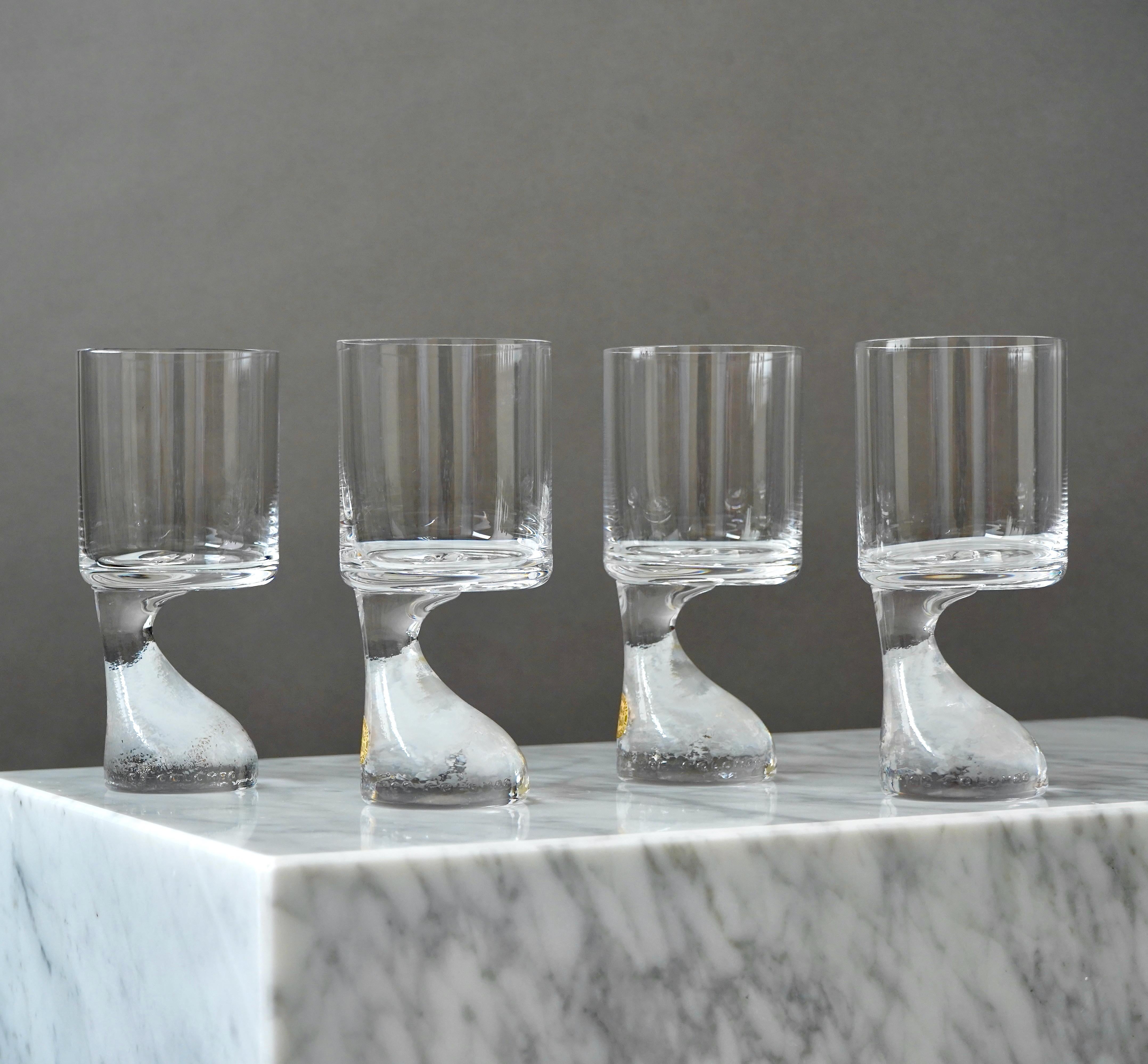 Crystal Set of 4 Joe Colombo glasses 'Smoke' 'Assimetrico' Riedel Austria 1960s original