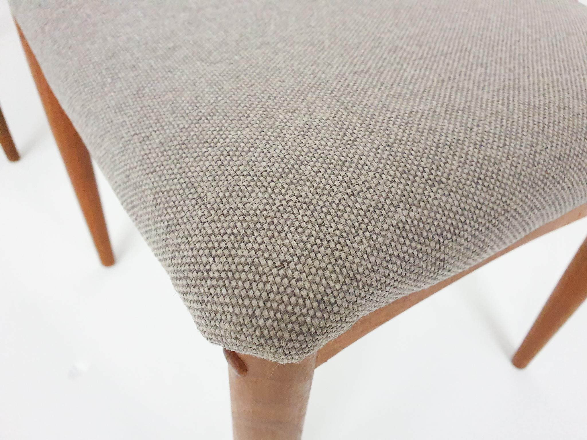 Fabric Set of 6 Johannes Andersen for Uldum Mobelfabrik “Juliane” Teak Dining Chairs