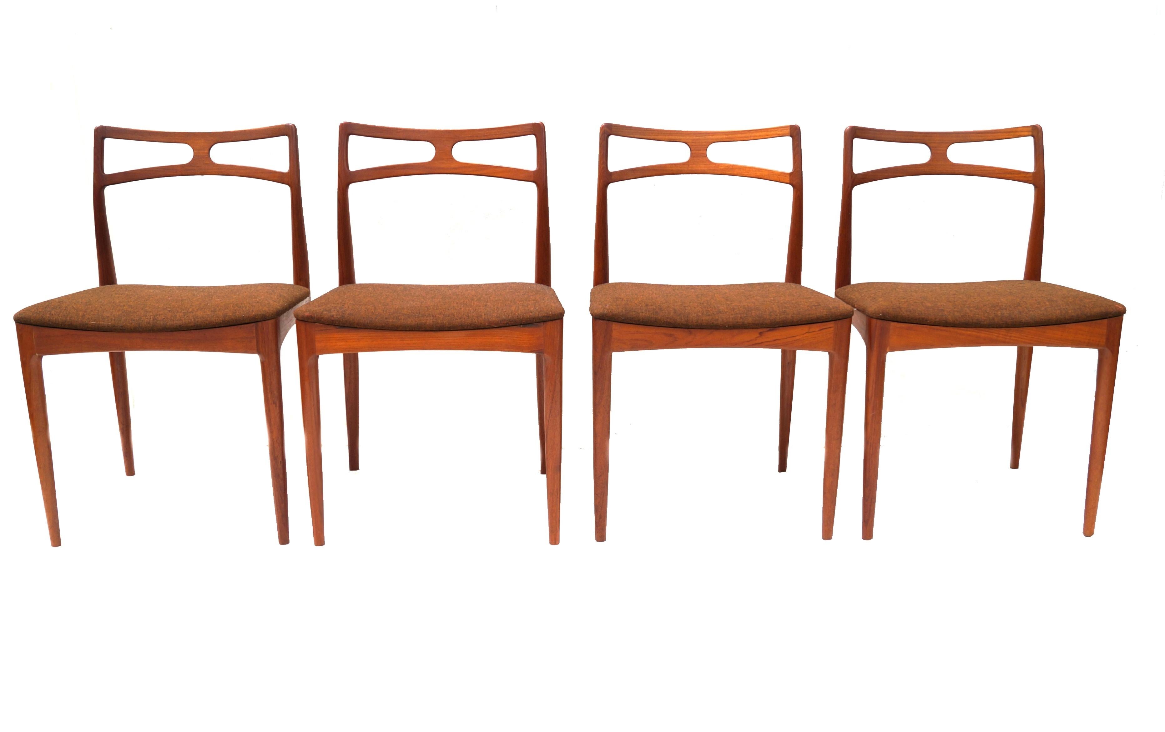 Scandinave moderne Ensemble de 6 chaises de salle à manger modernes danoises en teck, Danemark, années 1960 en vente