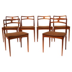 Set of 6 Johannes Andersen Teak Danish Modern Dining Room Chairs Denmark, 1960's