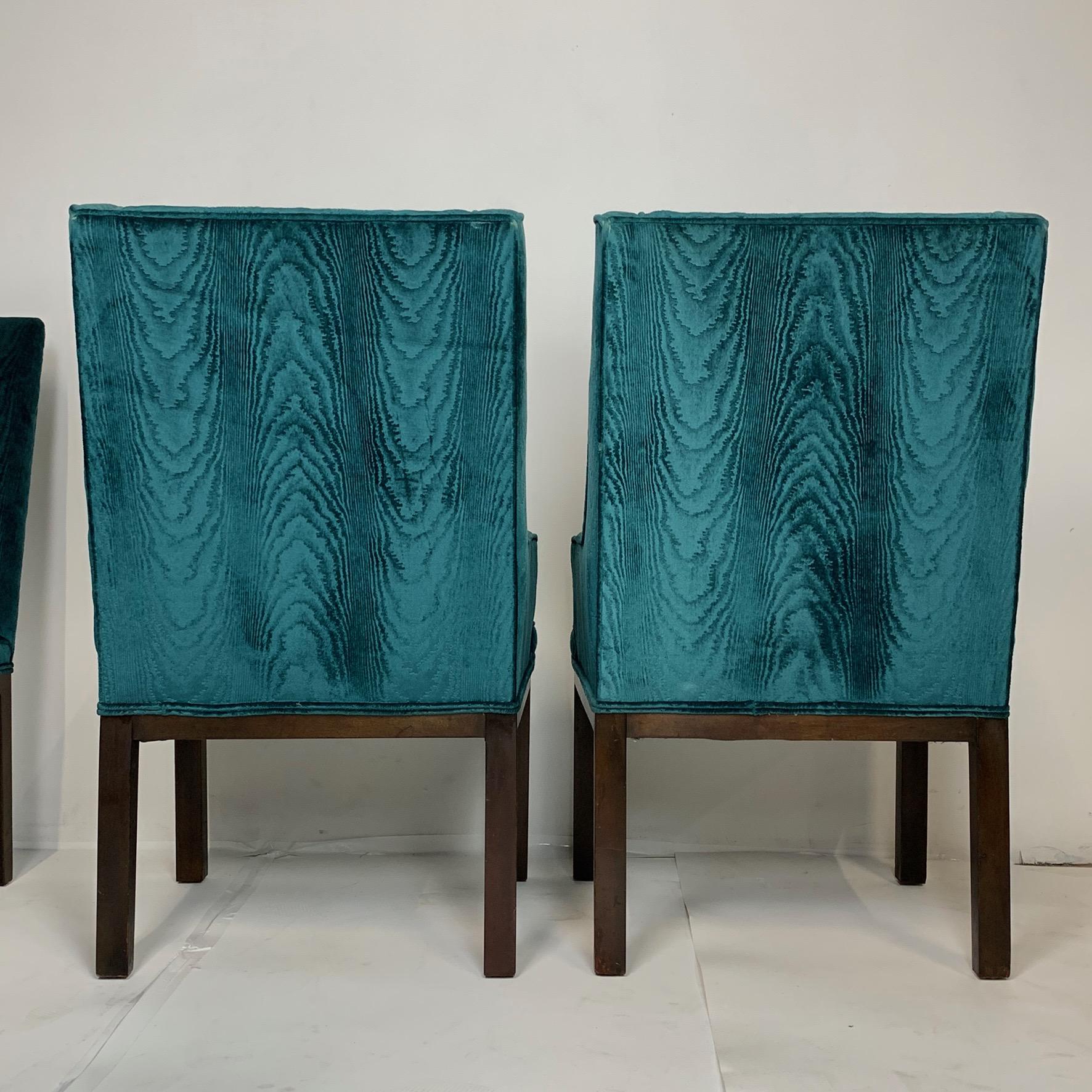 Set of 6 John Widdicomb Tufted Textured Velvet Parsons Dining and Armchairs In Good Condition In Hudson, NY