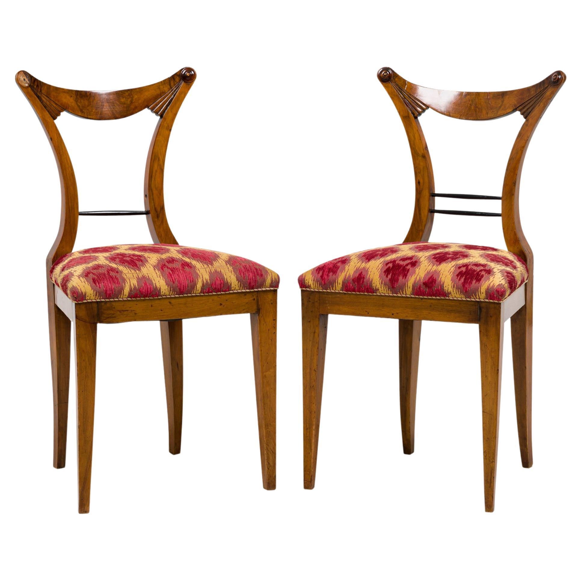 Set of 6 Josef Danhauser Biedermeier Viennese Upholstered Dining Chairs For Sale