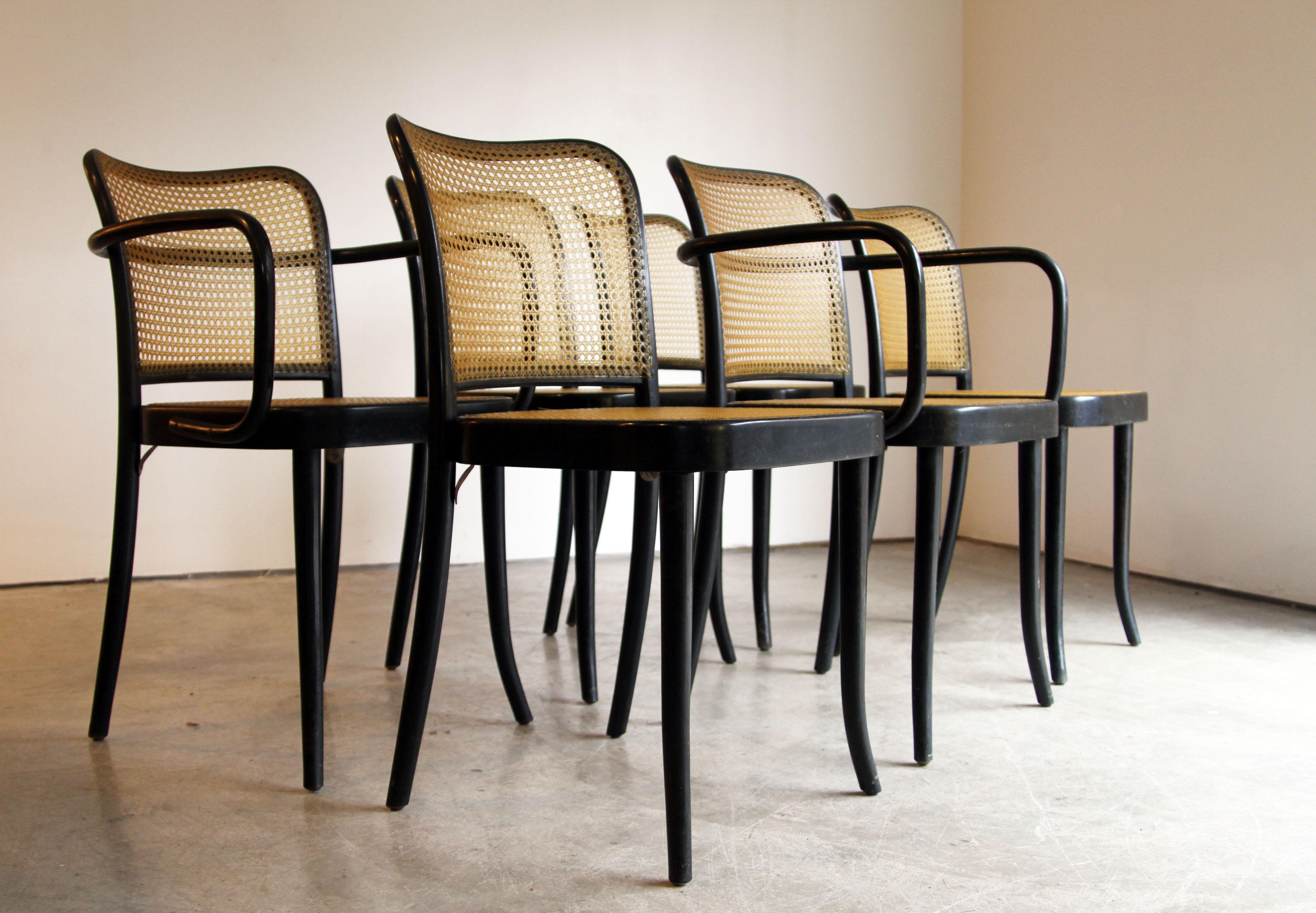 Designer: Josef Hoffman
Manufacture: Stendig
Period/style: Mid-Century Modern
Country: Chech Republic
Date: 1950s

2 armchairs and 4 side chairs.