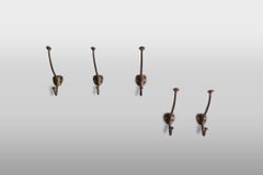 Set of 6 Jugenstill brass wall hooks by Adolf Loos, Austria 1916