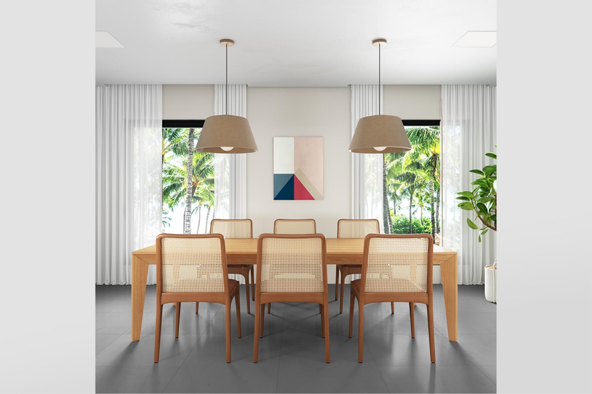 Woodwork Set of 6 “Julia” chairs made of solid wood, natural-colored square straw backres For Sale