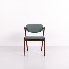 Set Of 6 Kai Kristiansen Model 42 Dining Chairs In Rosewood With Blue Upholstery